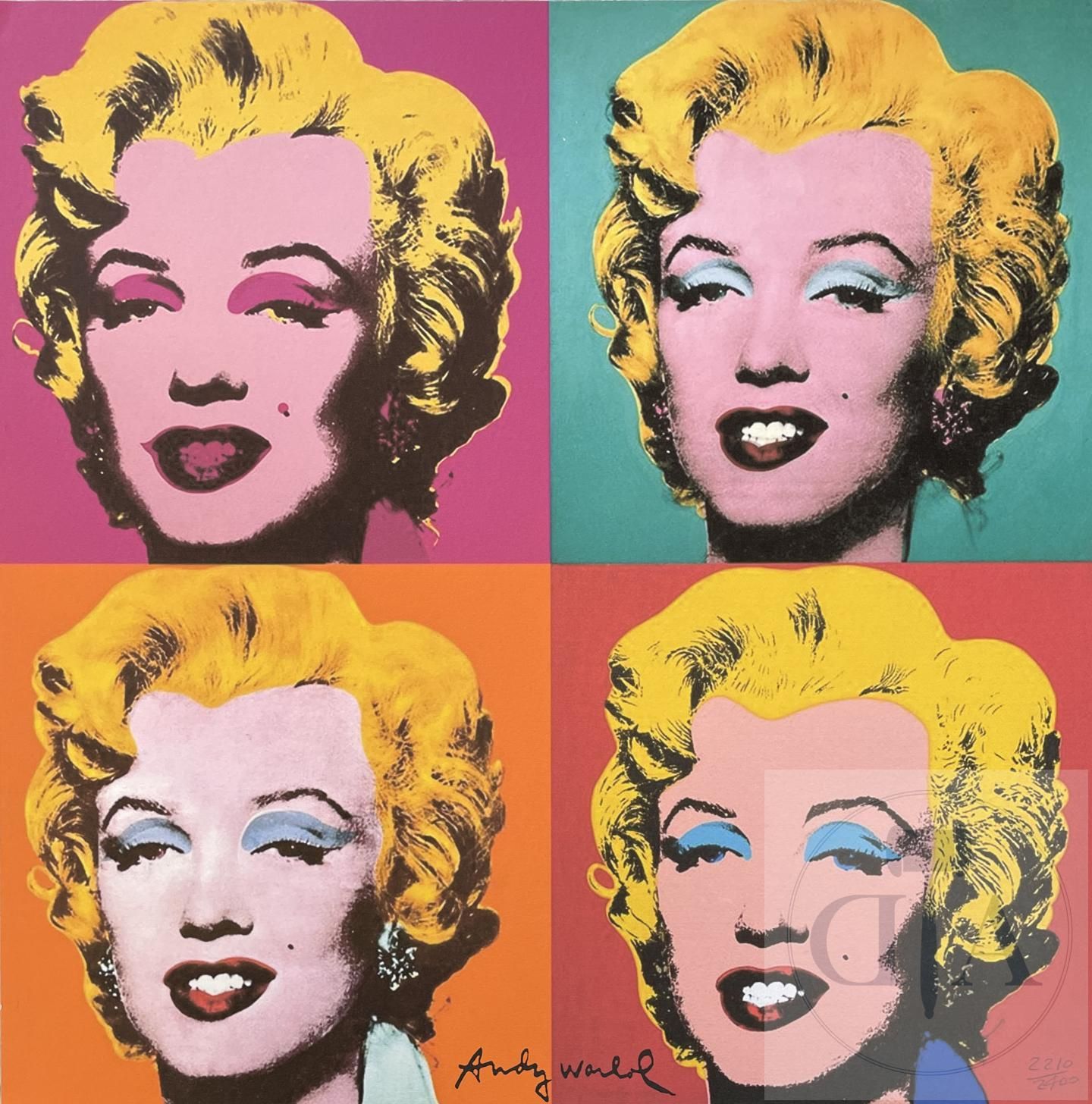 Null Andy Warhol/Lithograph illustrating 4 variations of the portrait of "Marily&hellip;