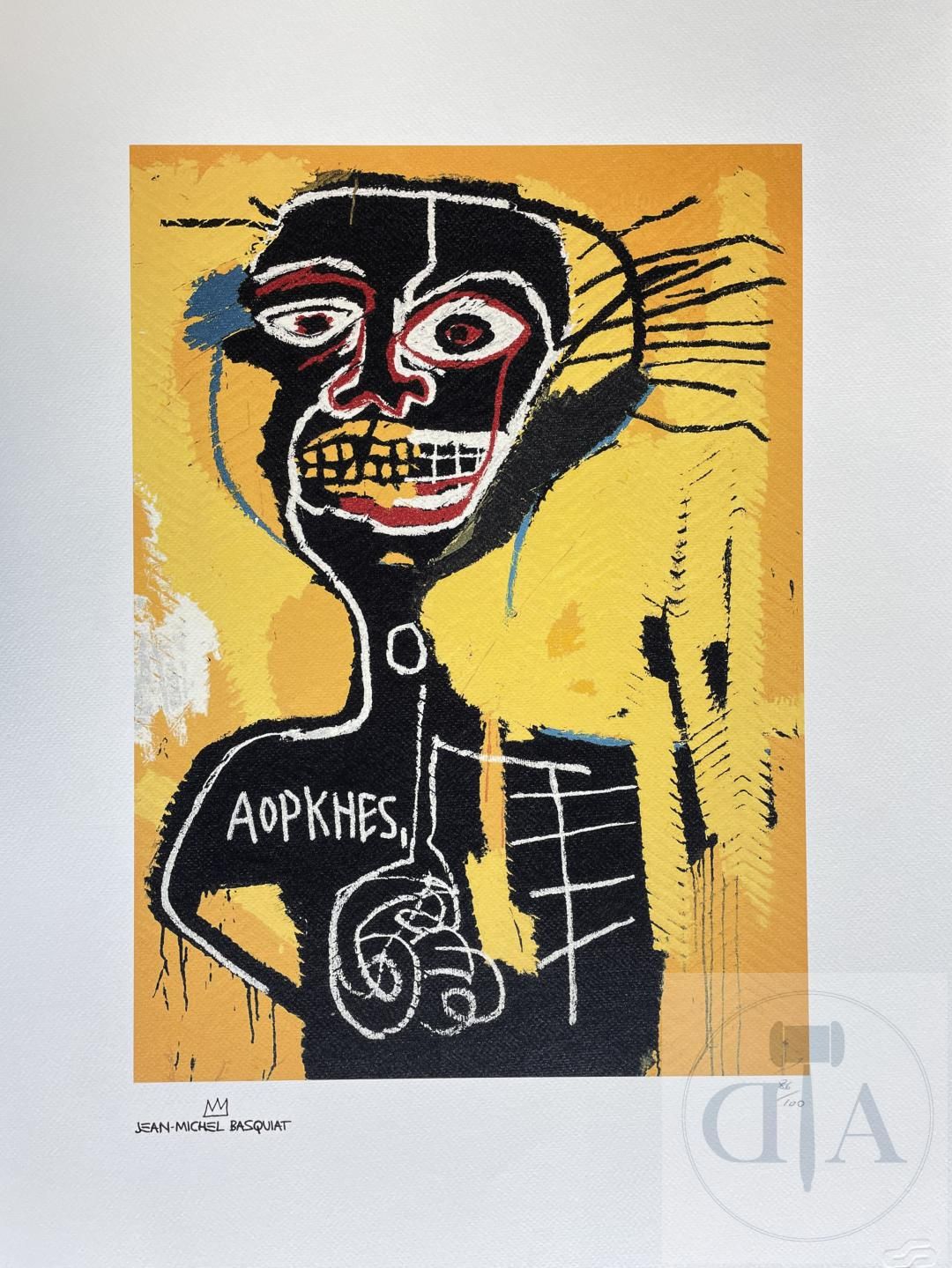 Null Basquiat Jean-Michel/Lithographie "Cabeza" n°/100 ex avec cachet sec "Lenox&hellip;