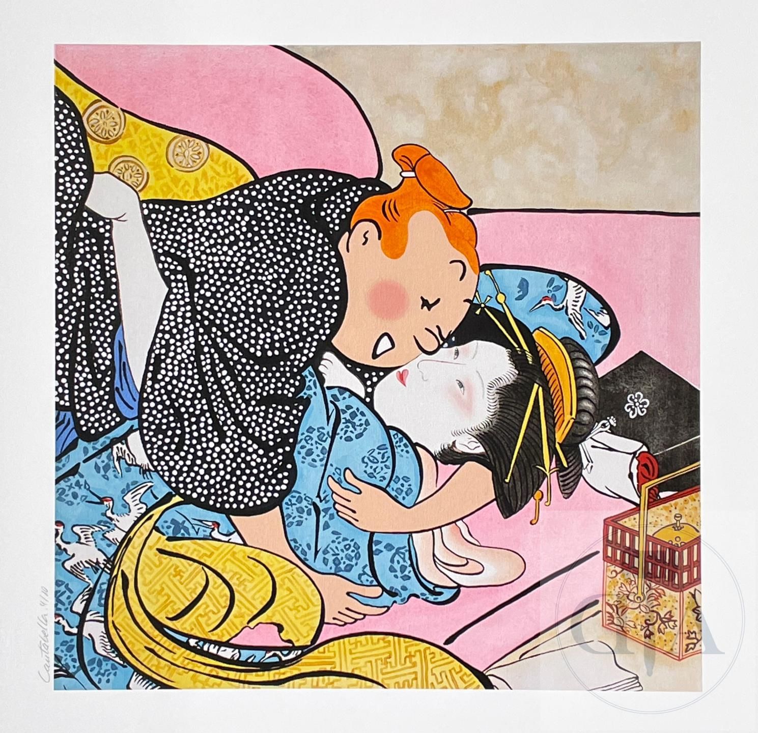 Tintin Hergé Cantabella Carmen/Shunga illustrant Tintin et une femme japonaise. &hellip;