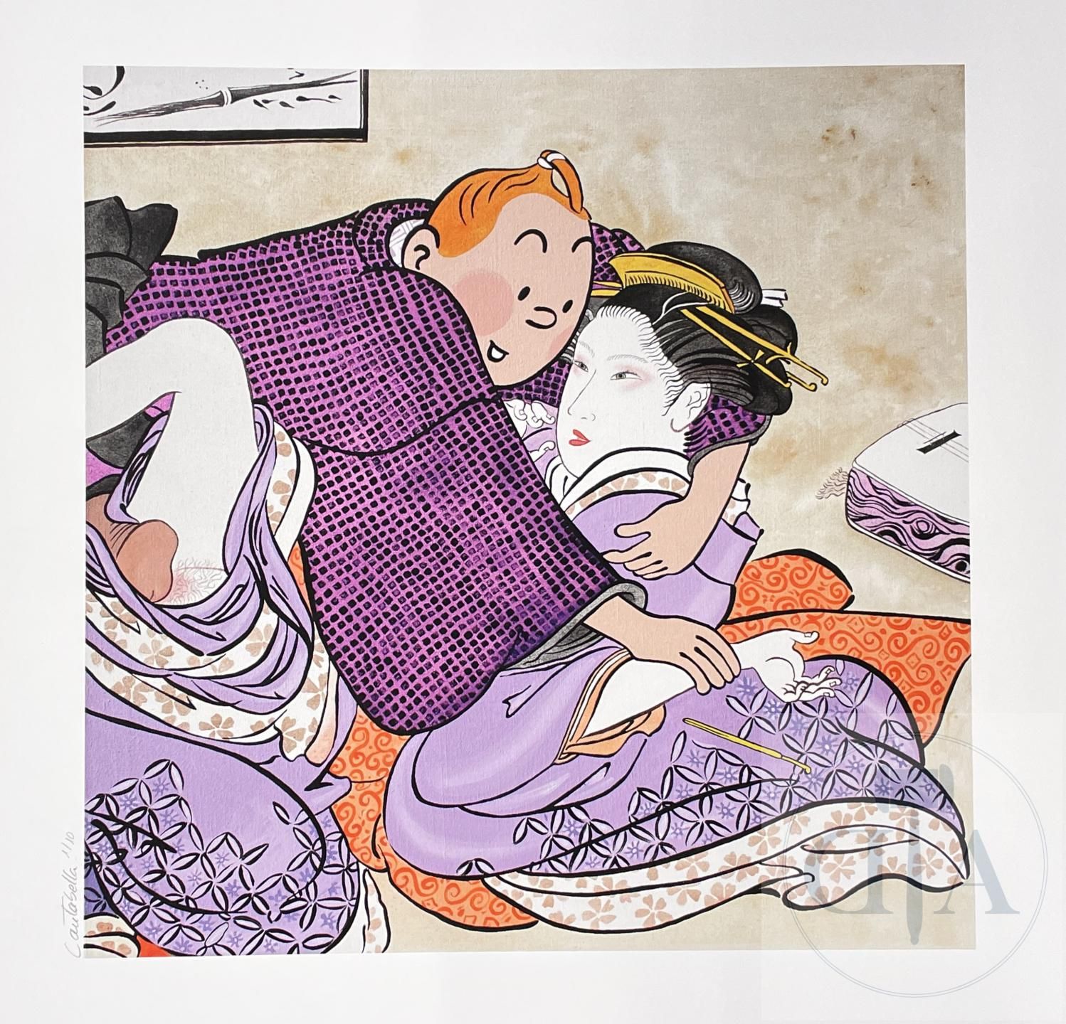 Tintin Hergé Cantabella Carmen/Shunga illustrating Tintin and a Japanese woman. &hellip;