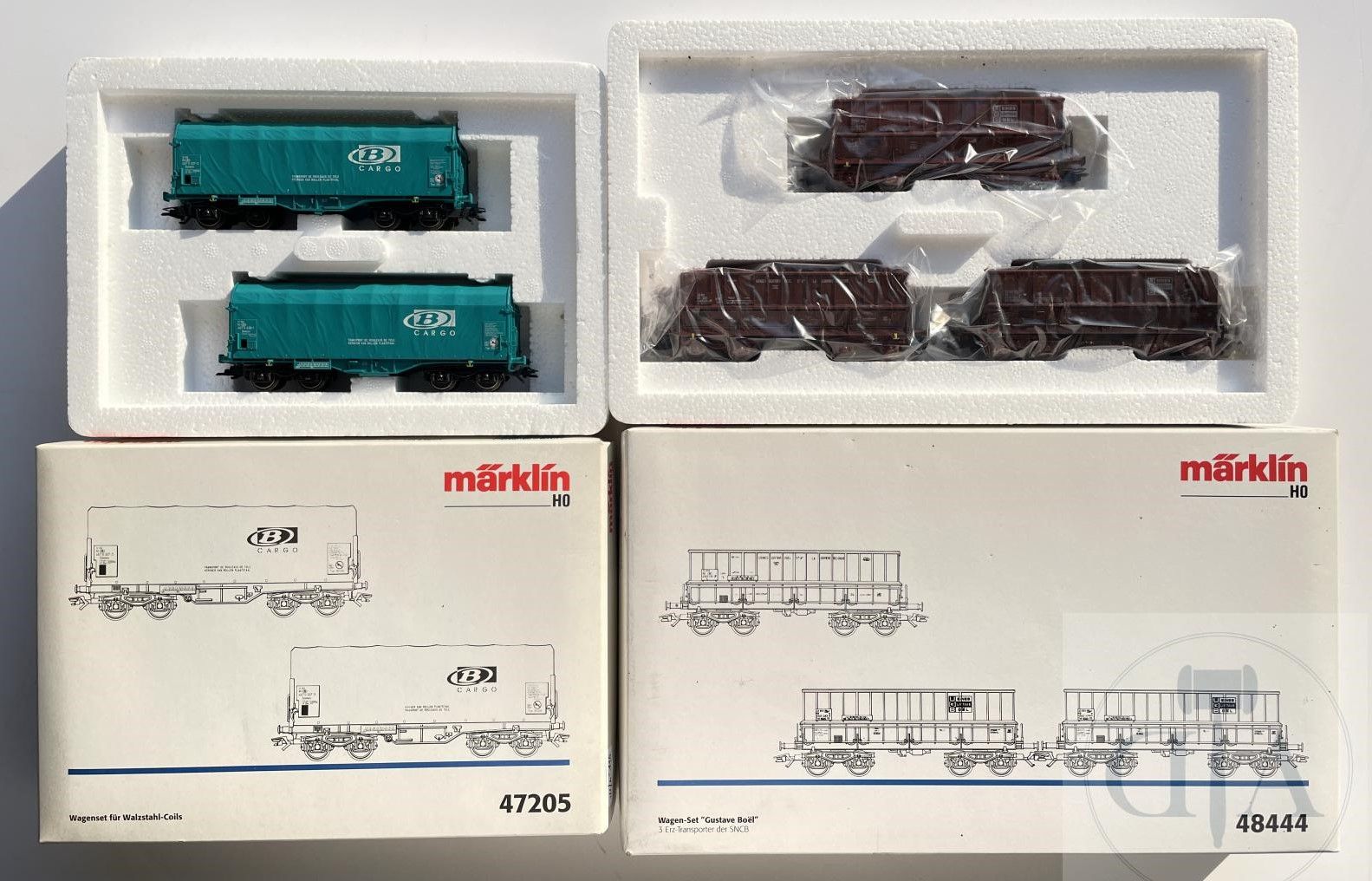 Null Märklin HO/Ref 47205 + Ref 48444. Paar Güterwagen-Sets. In der Originalverp&hellip;