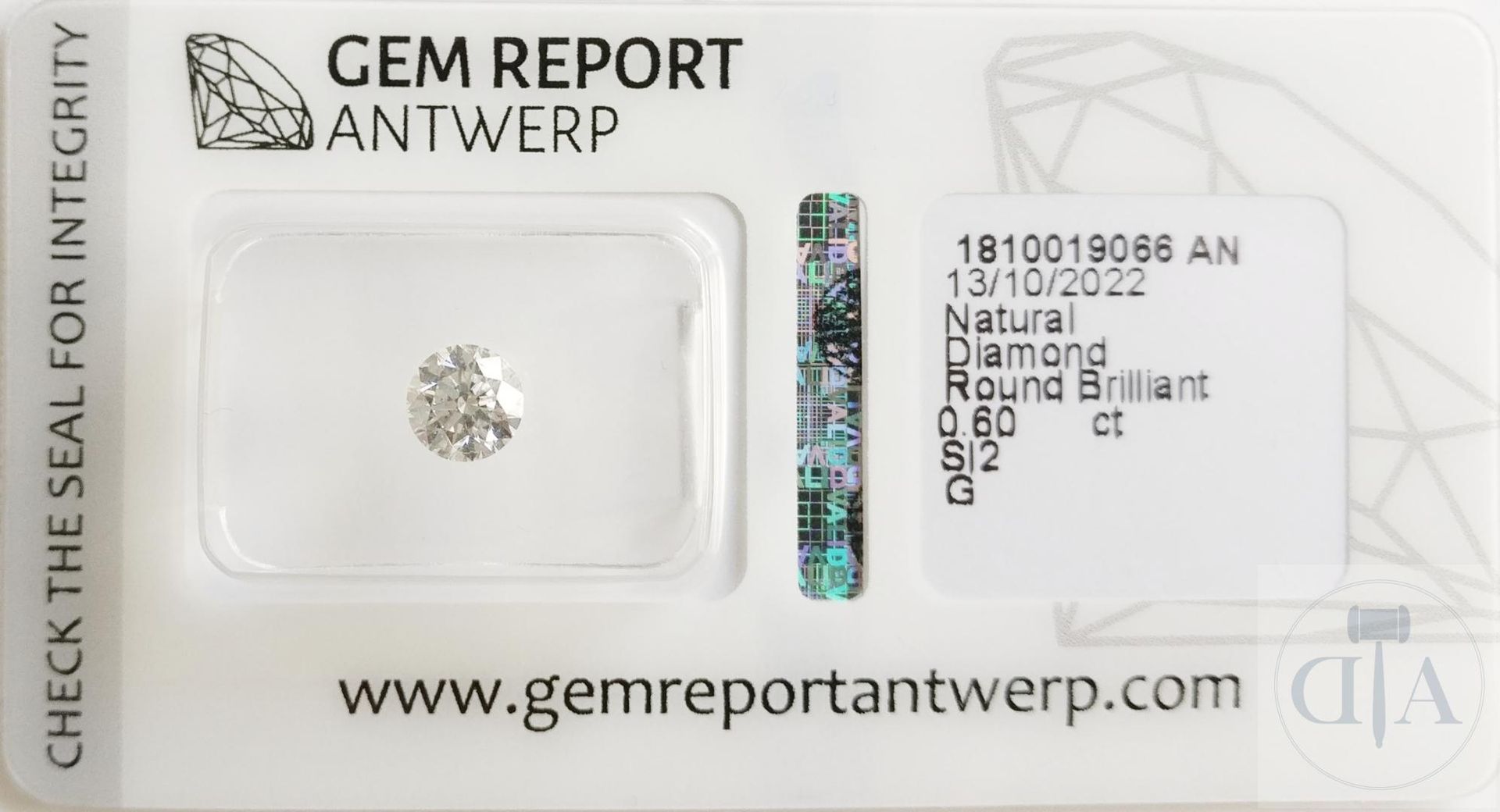 Null "Diamant 0,60ct certifié GRA - Certificat GRA n° 1810019066AN 
- Forme : Br&hellip;