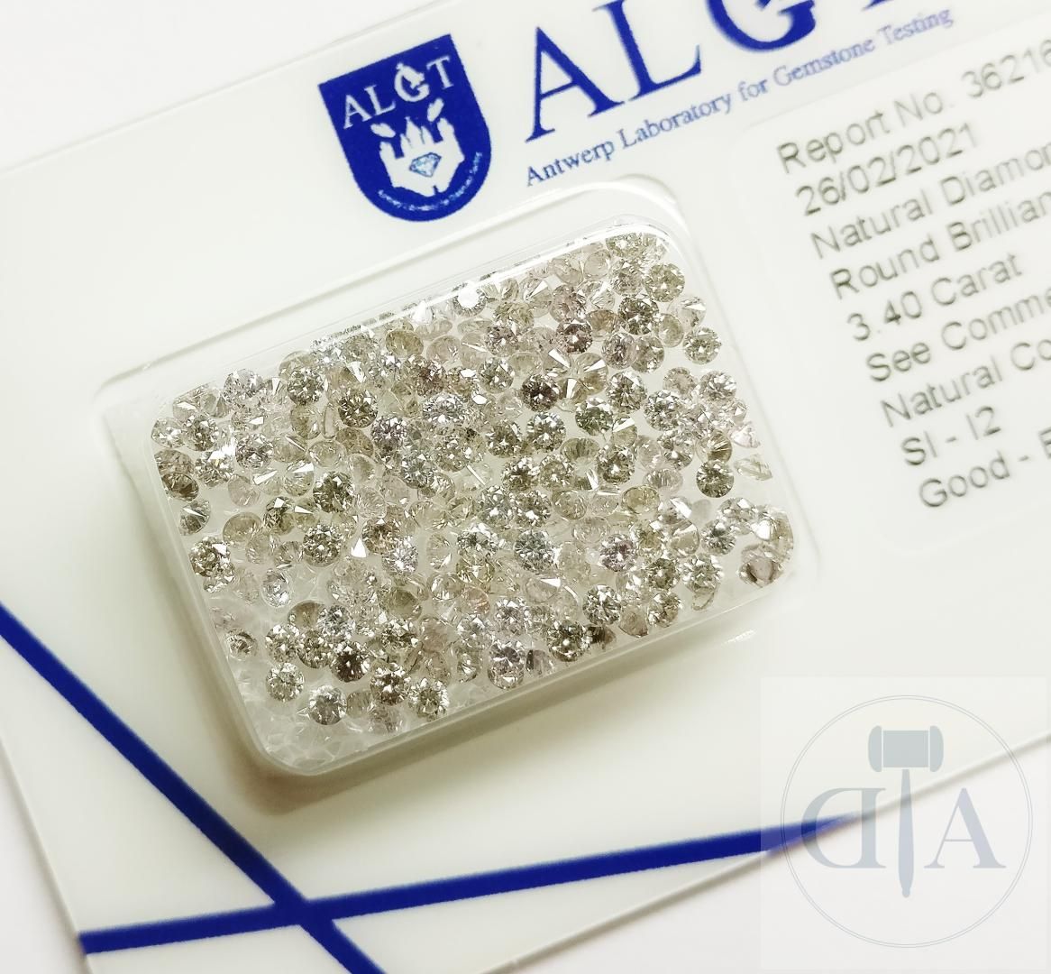 Null "Diamant de 3,40ct certifié ALGT - Certificat ALGT n° 36216686 
- Forme : B&hellip;