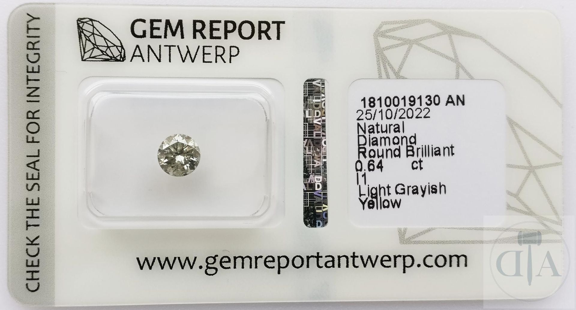 Null "Diamant 0,64ct certifié GRA - Certificat GRA n° 1810019130AN 
- Forme : Br&hellip;
