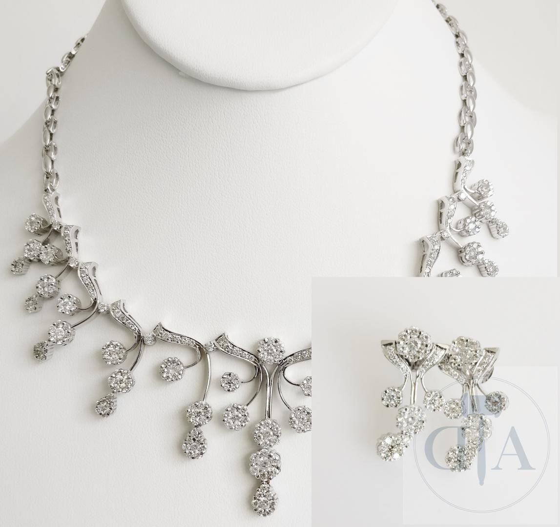 Null Einzigartige hochwertige 14,16ct Diamant-Halskette und Ohrringe Set mit GRA&hellip;