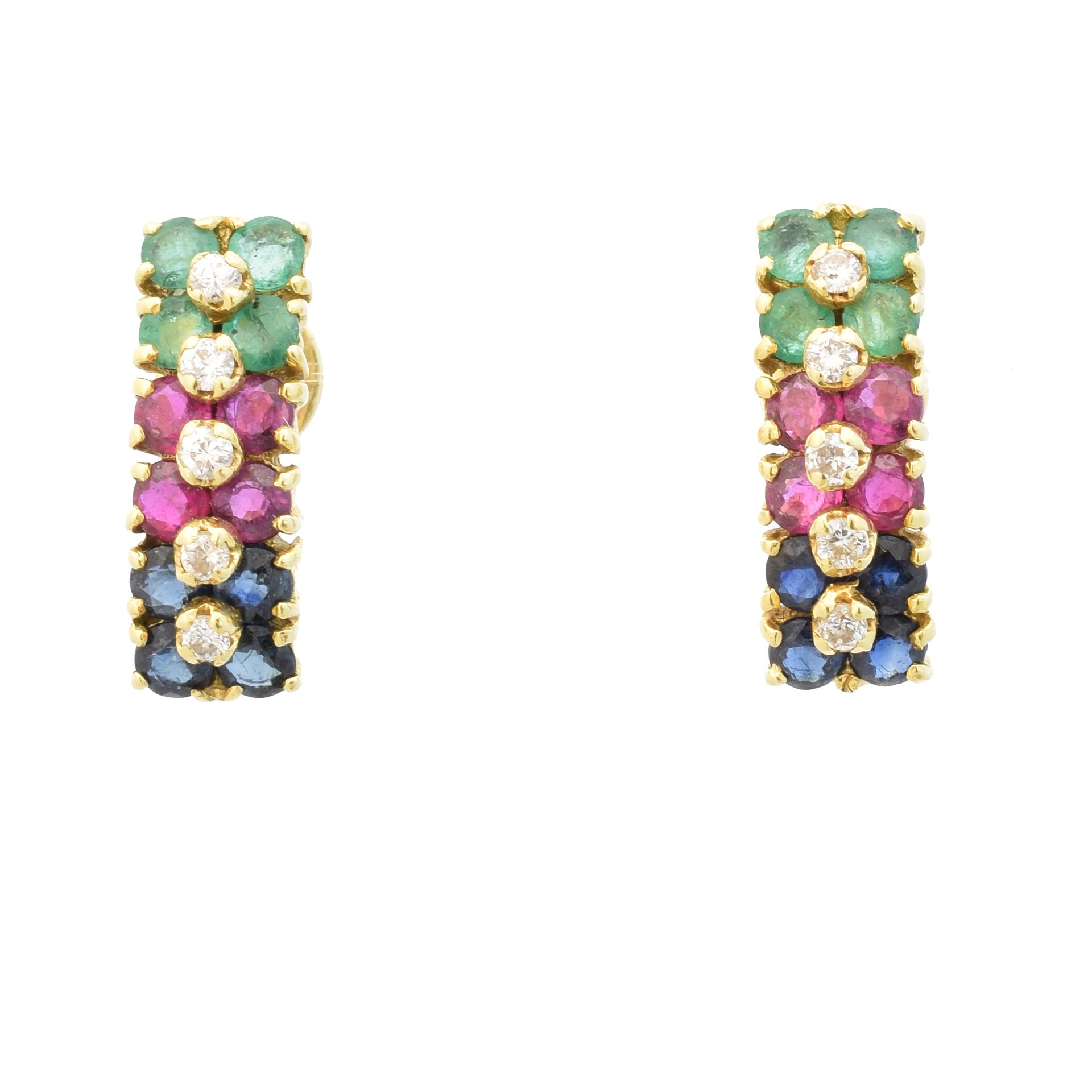 A pair of vari gem earrings, 
A pair of vari gem earrings, each designed as a br&hellip;