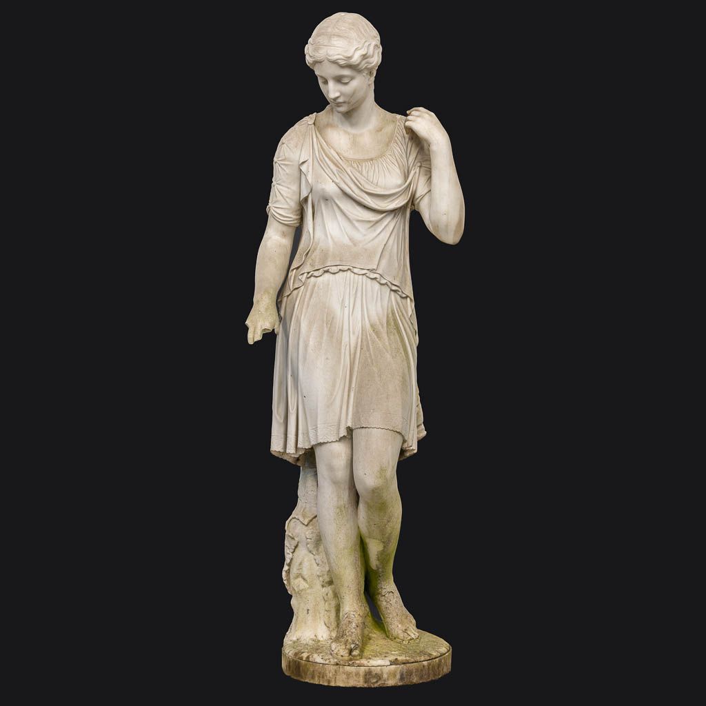 Null Samuel James Kitson (1848-1906) a white Carrara marble statue of a Greek la&hellip;