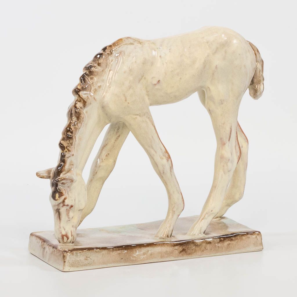 Null Else BACH (1899-1950) for Karlsruhe Majolica, a statue of a horse. (9 x 23 &hellip;