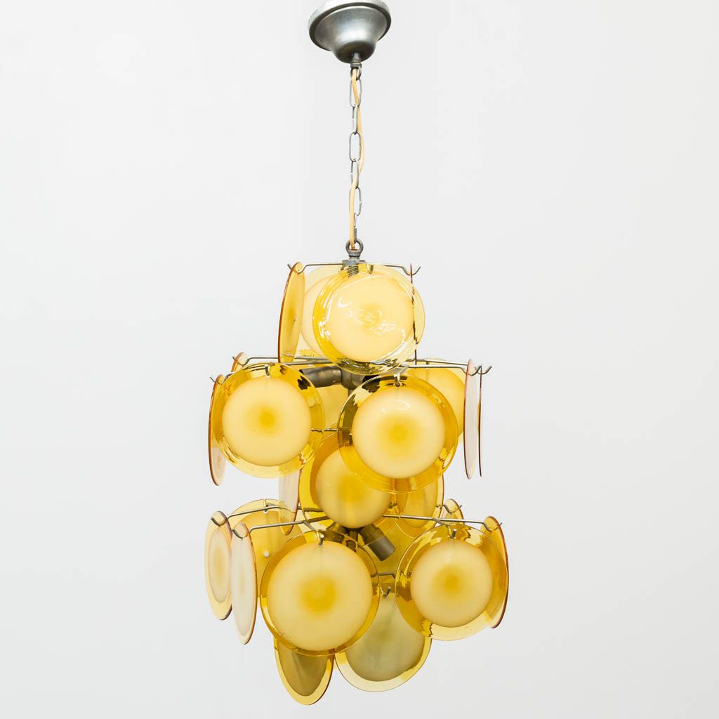 Null A mid-century glass chandelier made in Murano, Italy by Vistosi. (45 x 55 c&hellip;