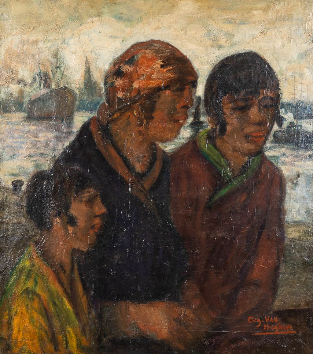 Eugeen VAN MIEGHEM (1875-1930) 
Eugeen VAN MIEGHEM (1875-1930)《码头上的女人》。

一幅画，布面油&hellip;