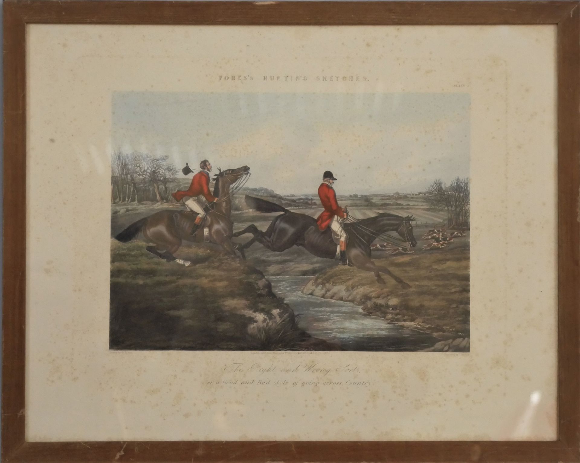 Null H.ALKEN和J.HARRIS。好与坏的跳跃。带着猎犬打猎的彩色版画，标题为："Fores的打猎素描""板块3"，"由H.Alken绘制，伦敦185&hellip;