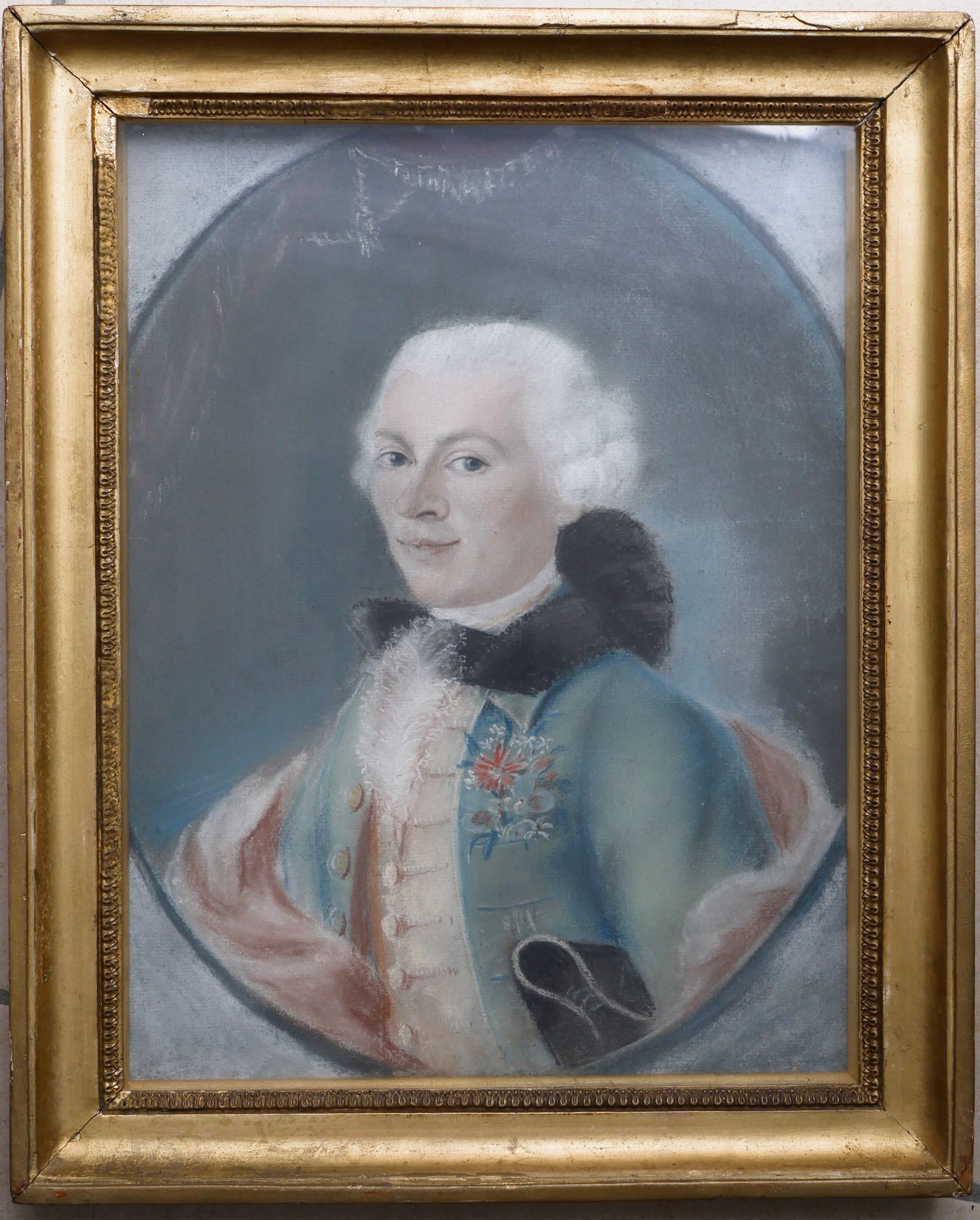Null Ecole vénitienne vers 1780. Portrait de Gentilhomme. Pastel sur papier dans&hellip;