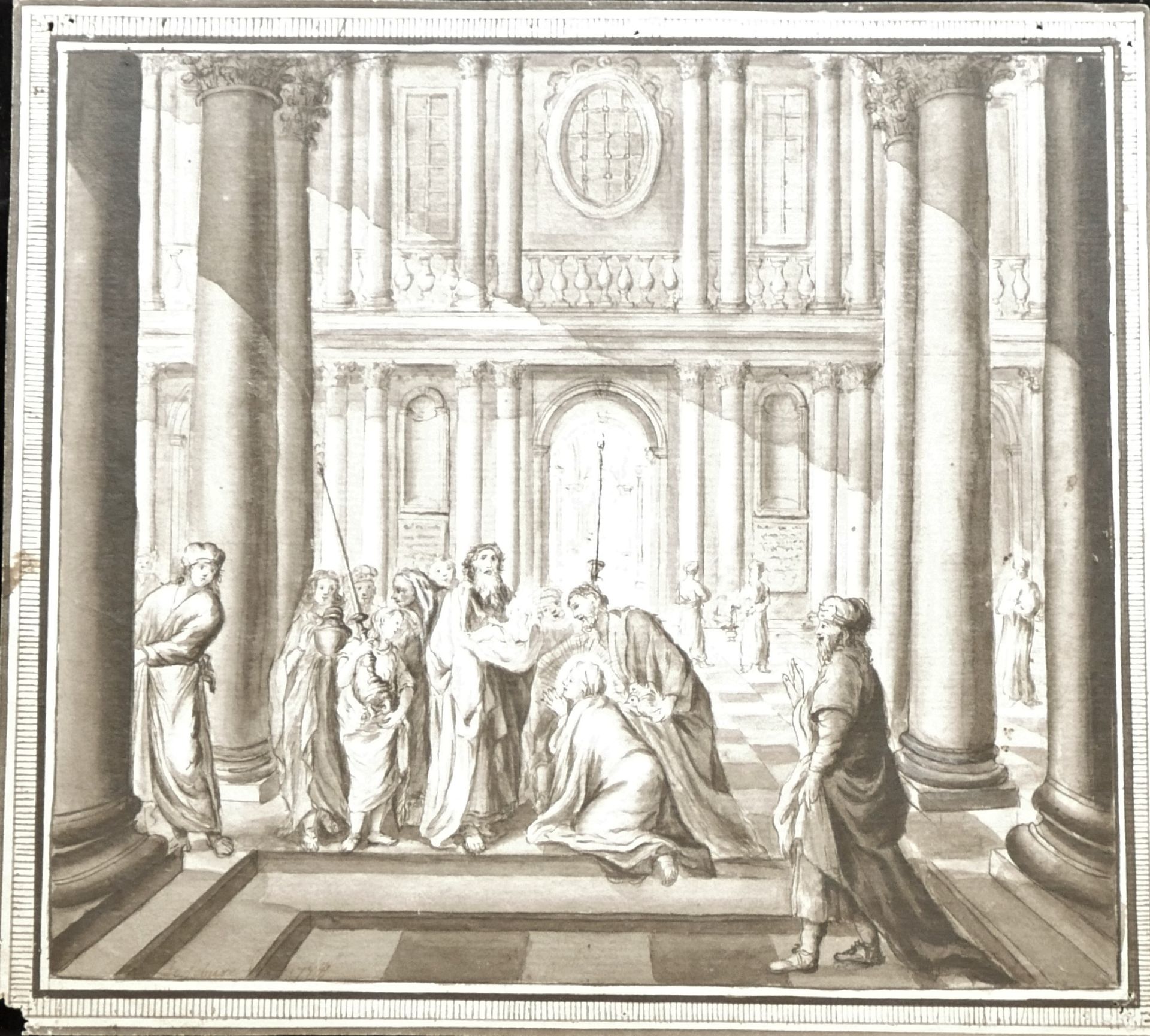 Null 
François LEFEBVRE (1747-1817), La présentation au Temple. Dessin à l’encre&hellip;
