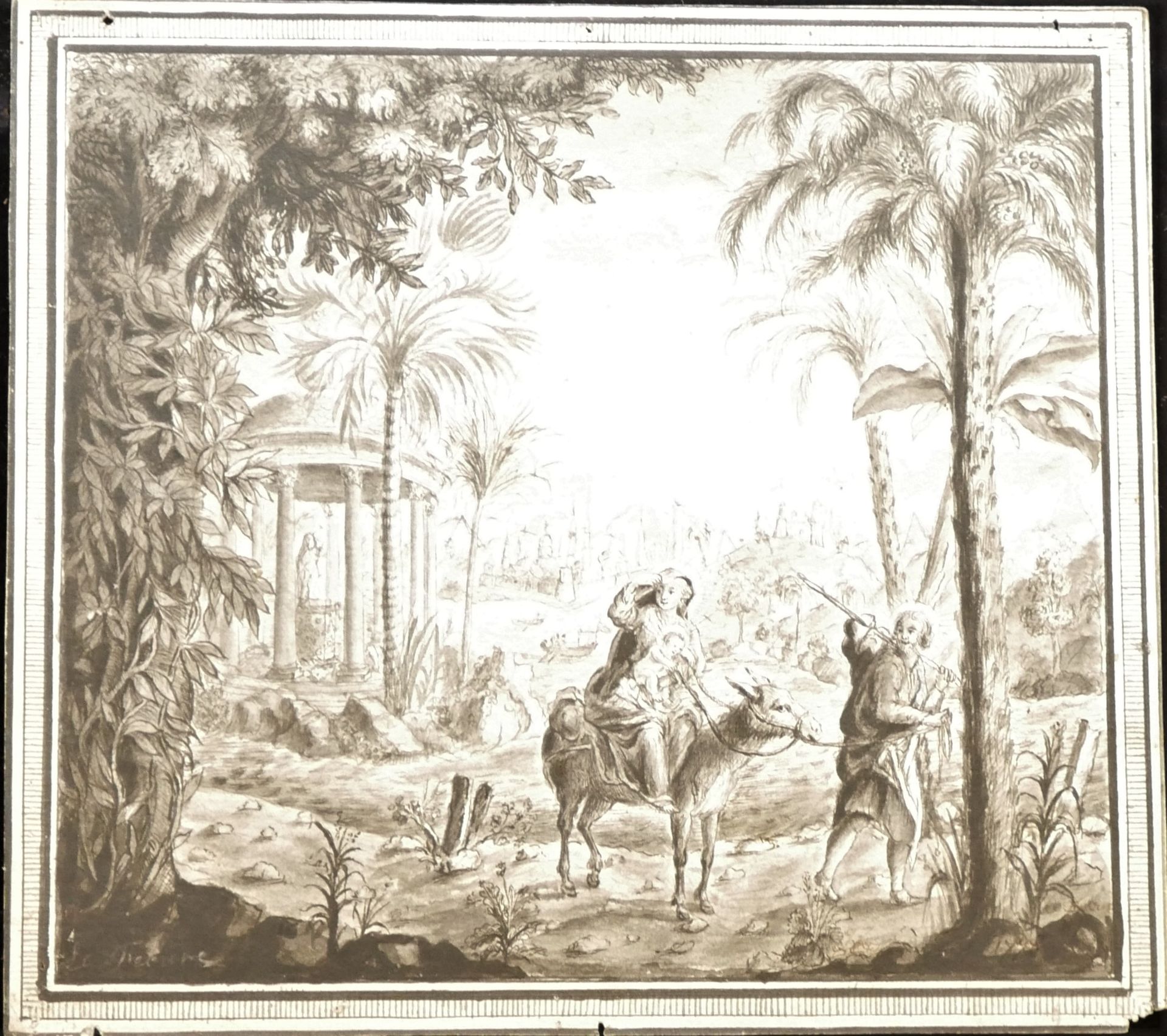 Null 
François LEFEBVRE (1747-1817), La fuite en Egypte. Dessin à l’encre, lavis&hellip;