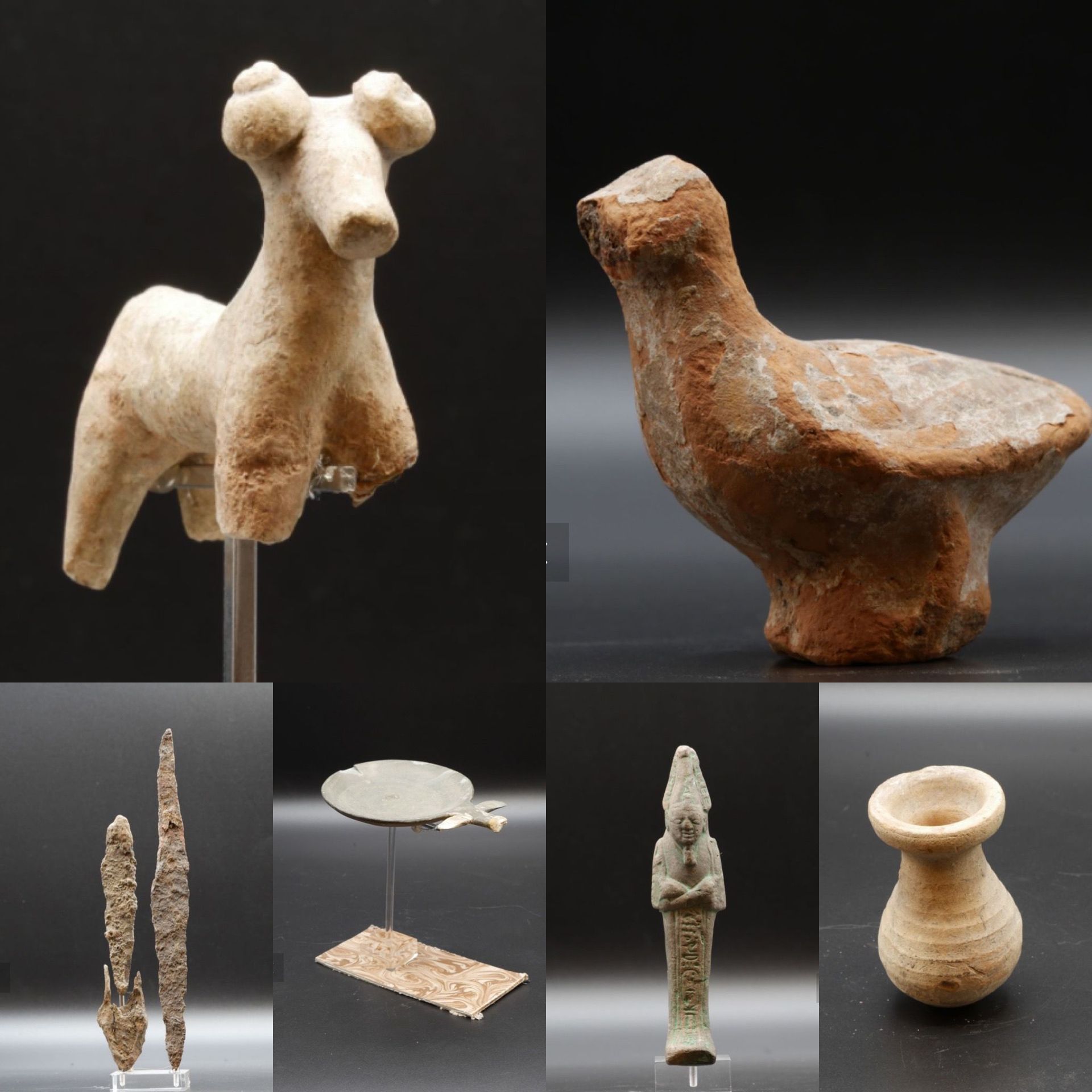 Null Fort lot d'objets archéologiques, comprenant éléments en bronze (pied de me&hellip;