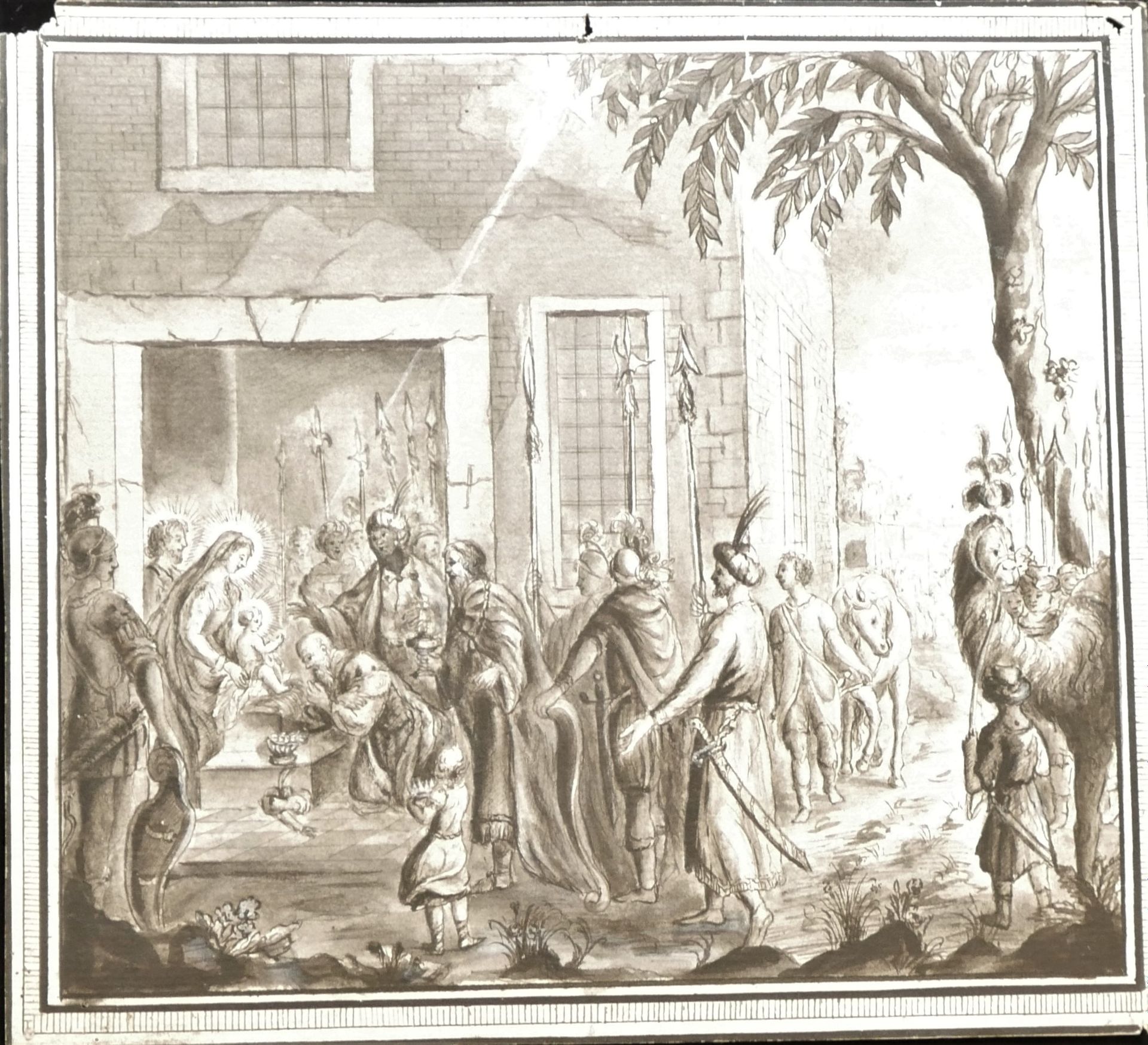 Null 
François LEFEBVRE (1747-1817), L’adoration des Mages. Dessin à l’encre, la&hellip;