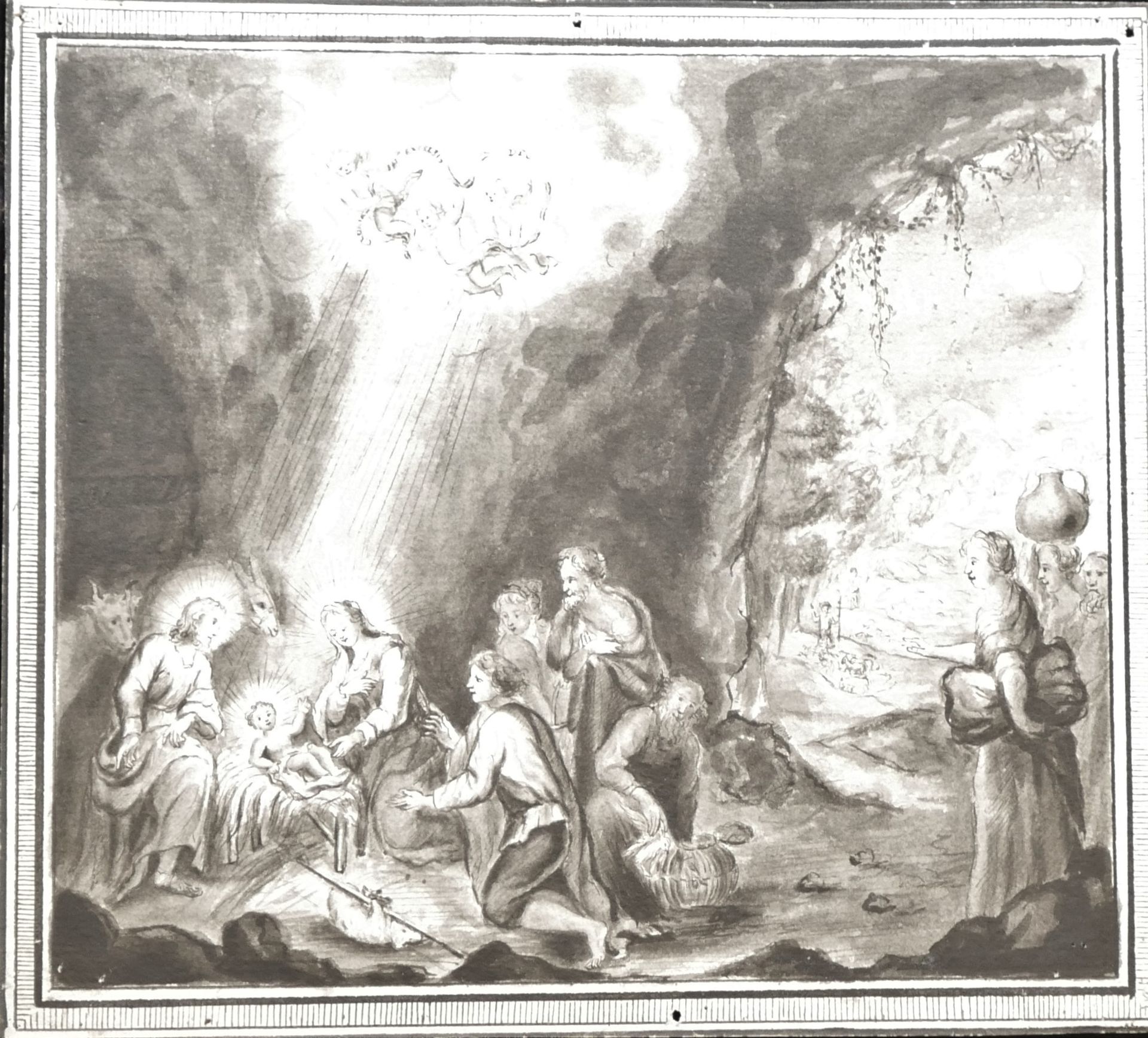 Null 
François LEFEBVRE (1747-1817), L’adoration des bergers. Dessin à l’encre, &hellip;