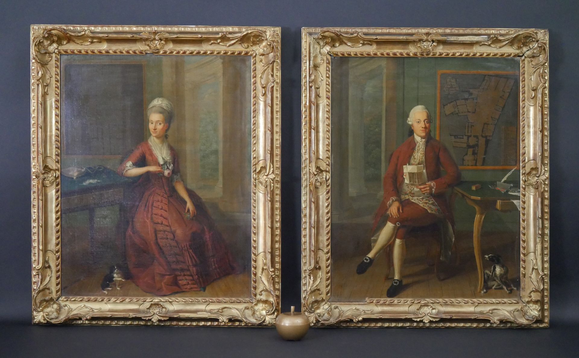 Null ECOLE FLAMANDE fin XVIIIe siècle. PORTRAITS du COMTE et de la COMTESSE MULL&hellip;