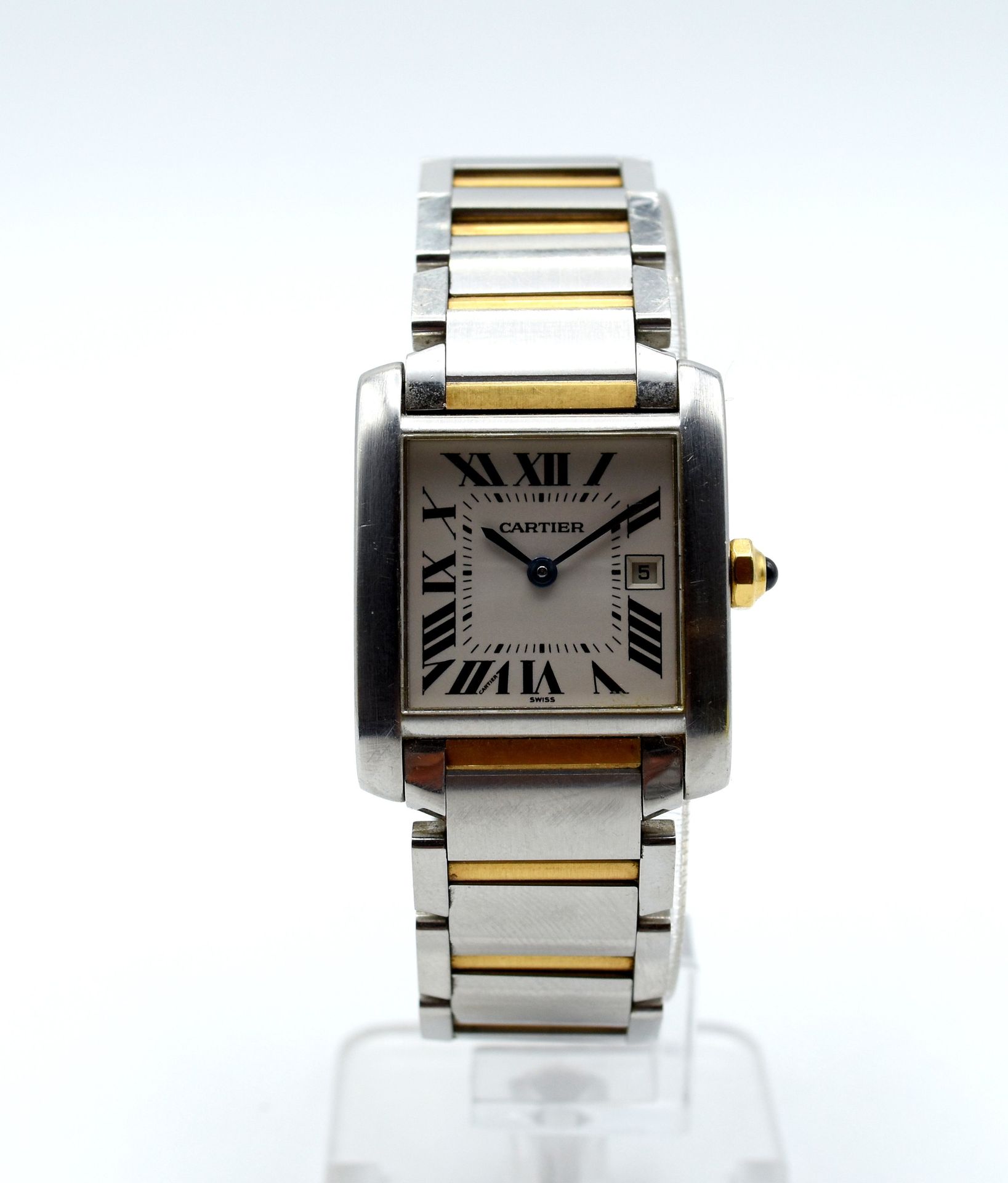 Null Bracelet-montre dame en acier et or jaune 18 ct CARTIER Tank quartz (montre&hellip;