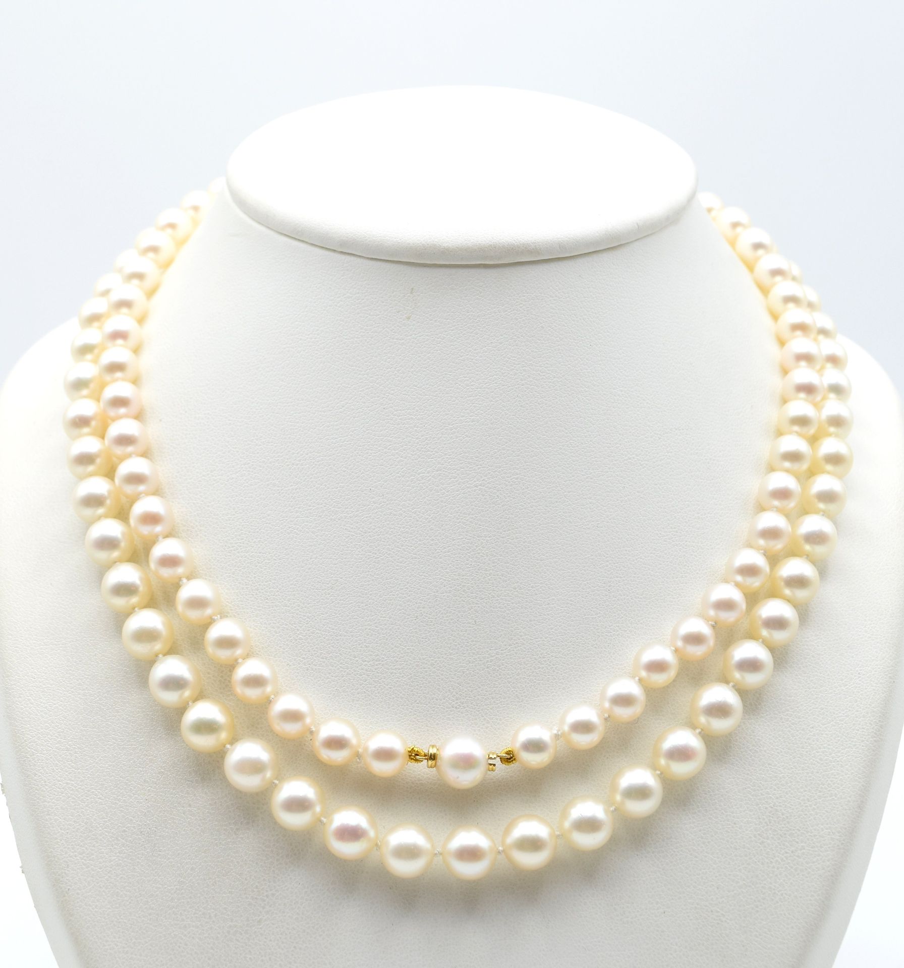 Null Collier de perles avec partie fermoir en or jaune et blanc 18 ct (96 cm) \n&hellip;