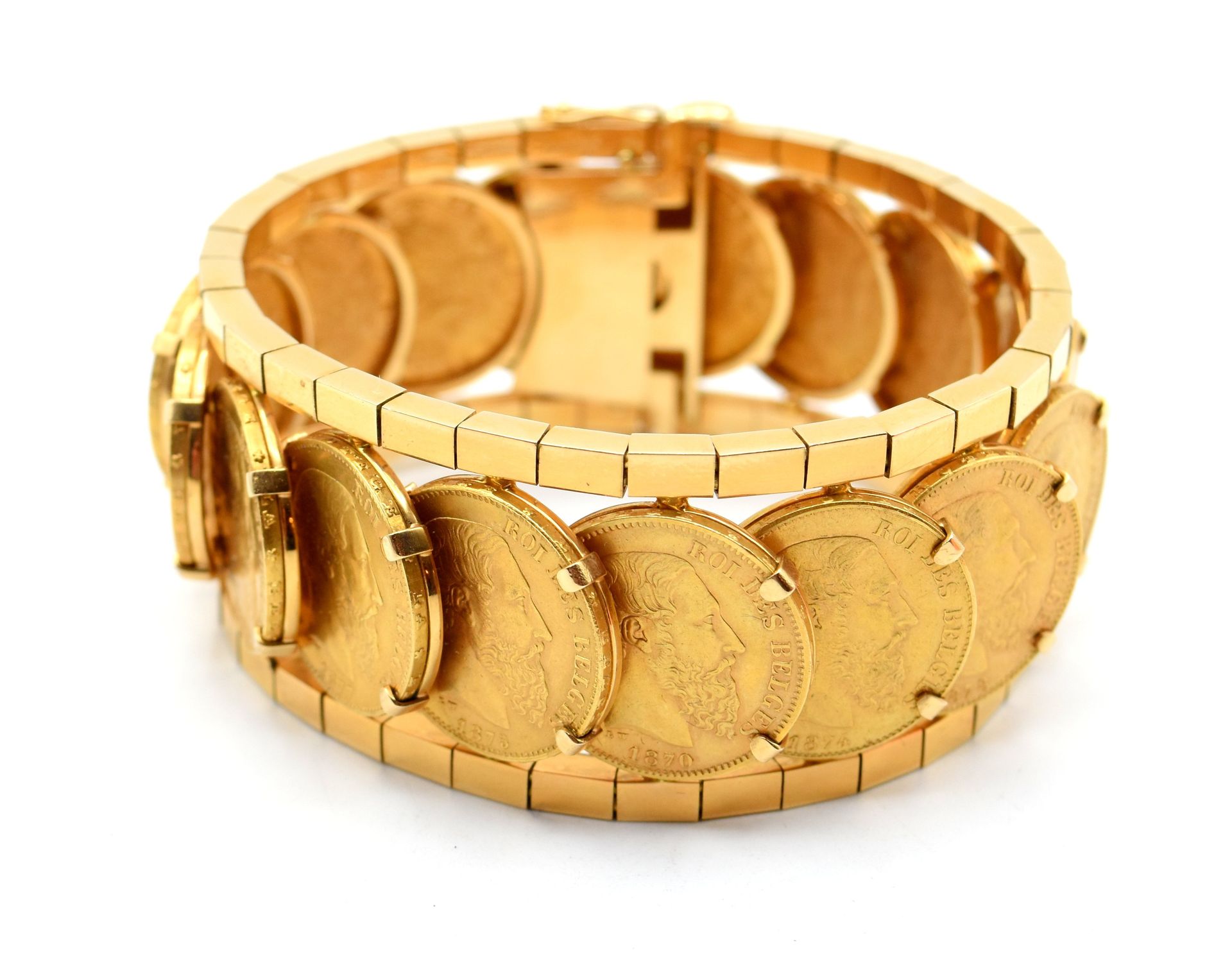 Null Bracelet en or jaune 18 ct serti de 17 pièces de monnaie en or jaune 900/10&hellip;