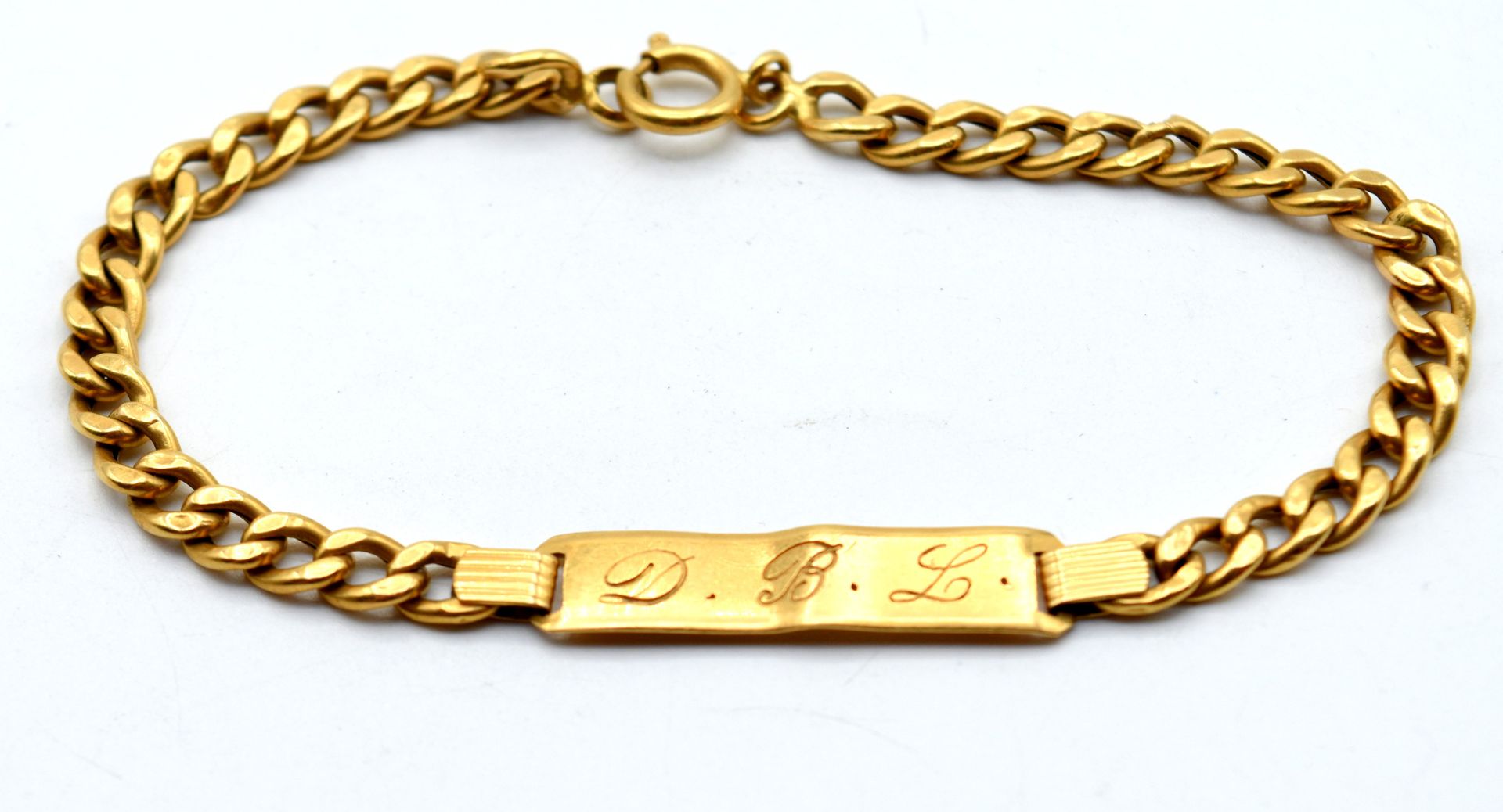 Null Curb in 18 kt yellow gold (gepersonaliseerd, gedeukt) - 6.7 g (20.5 cm) /Be&hellip;