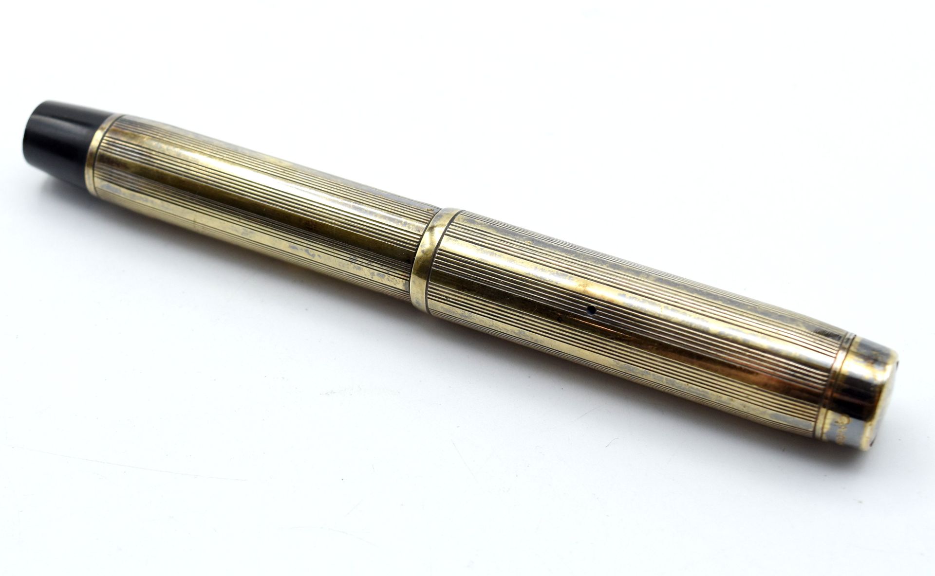 Null Silver penholder attributed to CARTIER with 18 kt yellow gold nib (damaged,&hellip;