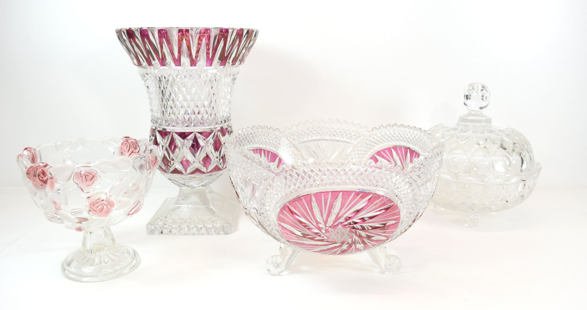 Null Grande coupe en cristal bicolore (H: 13 cm & diam: 21 cm) Vase en cristal b&hellip;