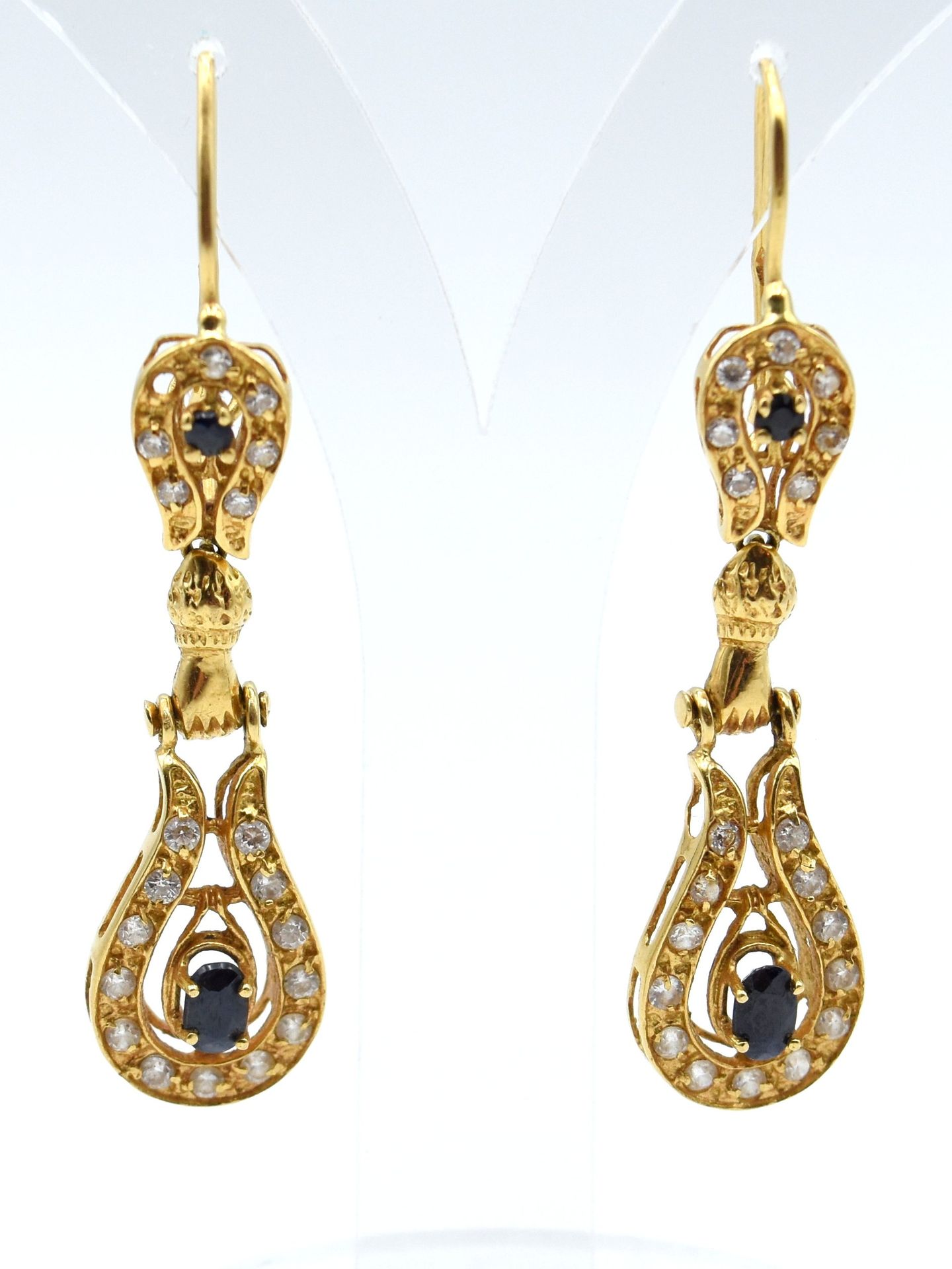 Null 2 earrings in 18 ct yellow gold (fake stones, coloured stones) - 6.4 g gros&hellip;