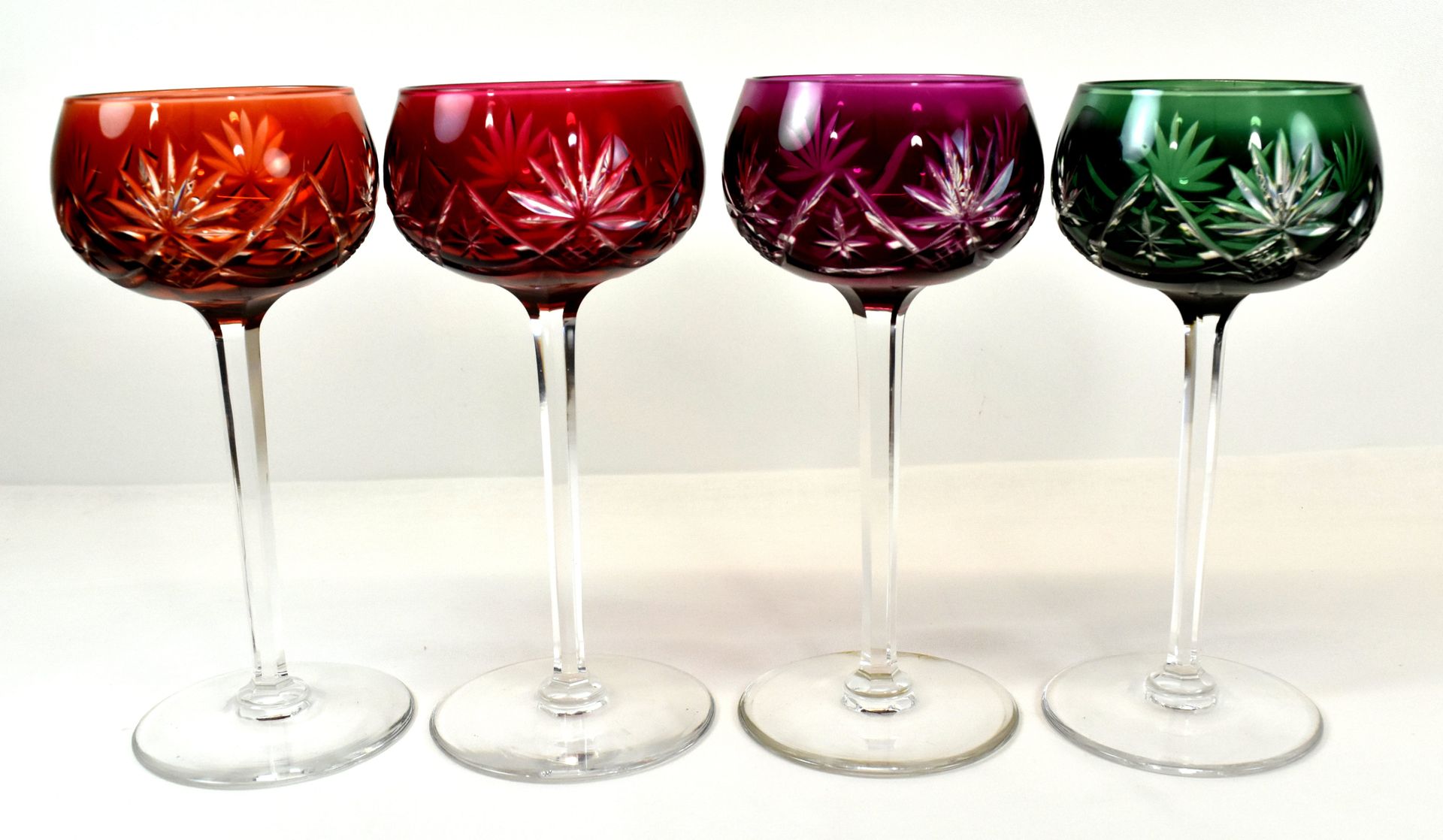 Null 4 zweifarbige Weingläser aus Kristall VAL SAINT LAMBERT Roemer (H: 18 cm & &hellip;