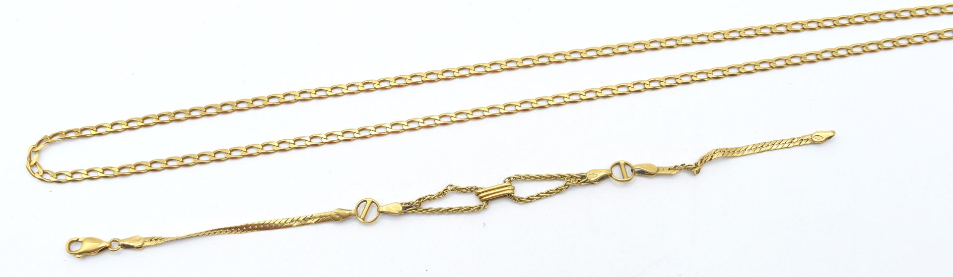 Null Necklace and bracelet in 18 ct yellow gold (dented) - 21.1 g (63 & 20 cm) 
&hellip;