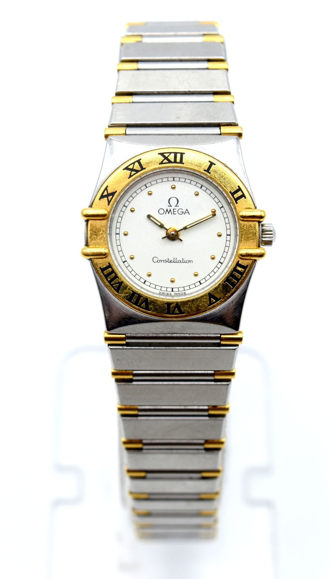 Null Damen-Armbanduhr aus Stahl und 18 Karat Gelbgold OMEGA Constellation Quarz &hellip;