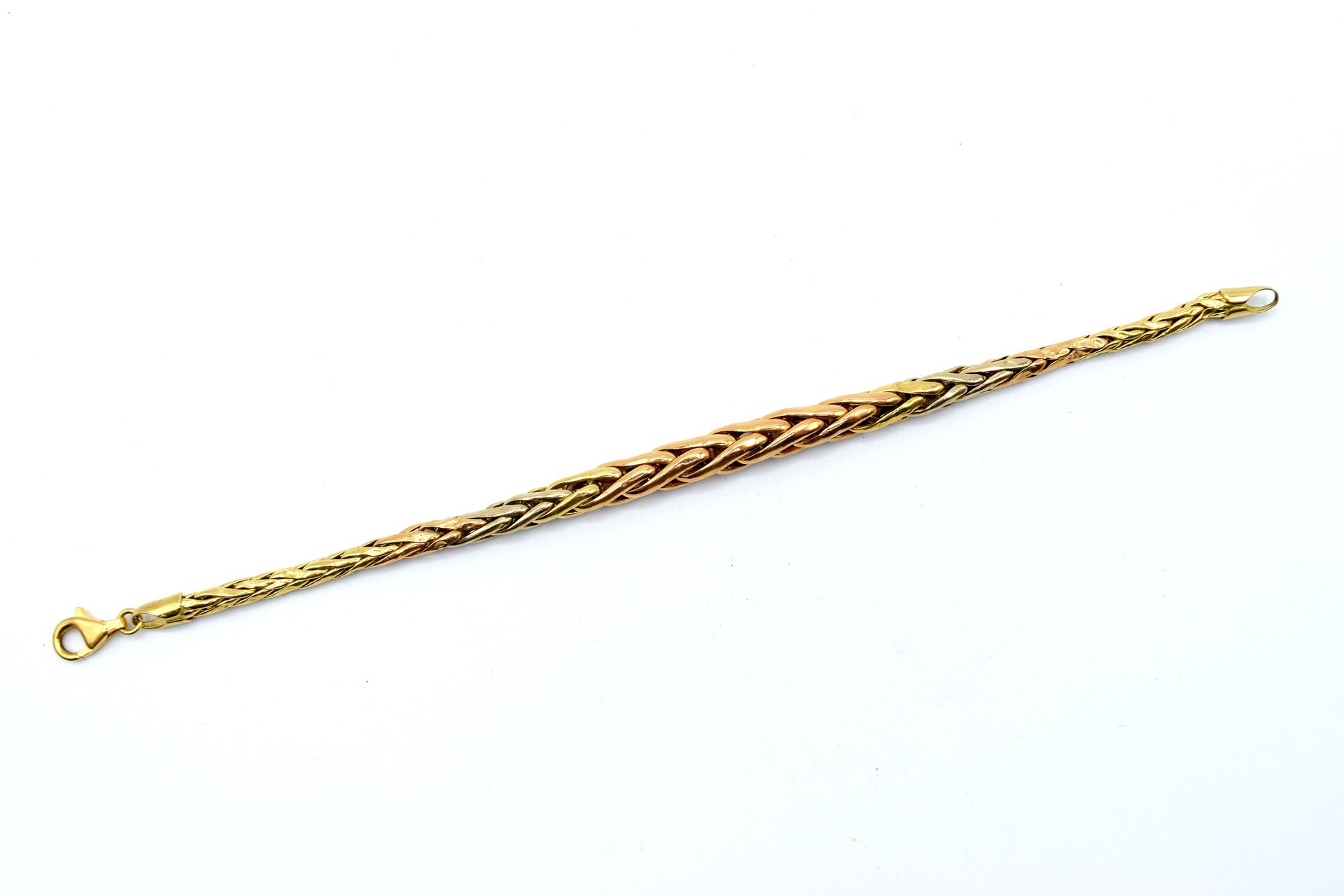 Null Gold bracelet 3 colors 18 ct (damaged, dented) - 8.2 g (20.5 cm) 

NL:

 Ar&hellip;