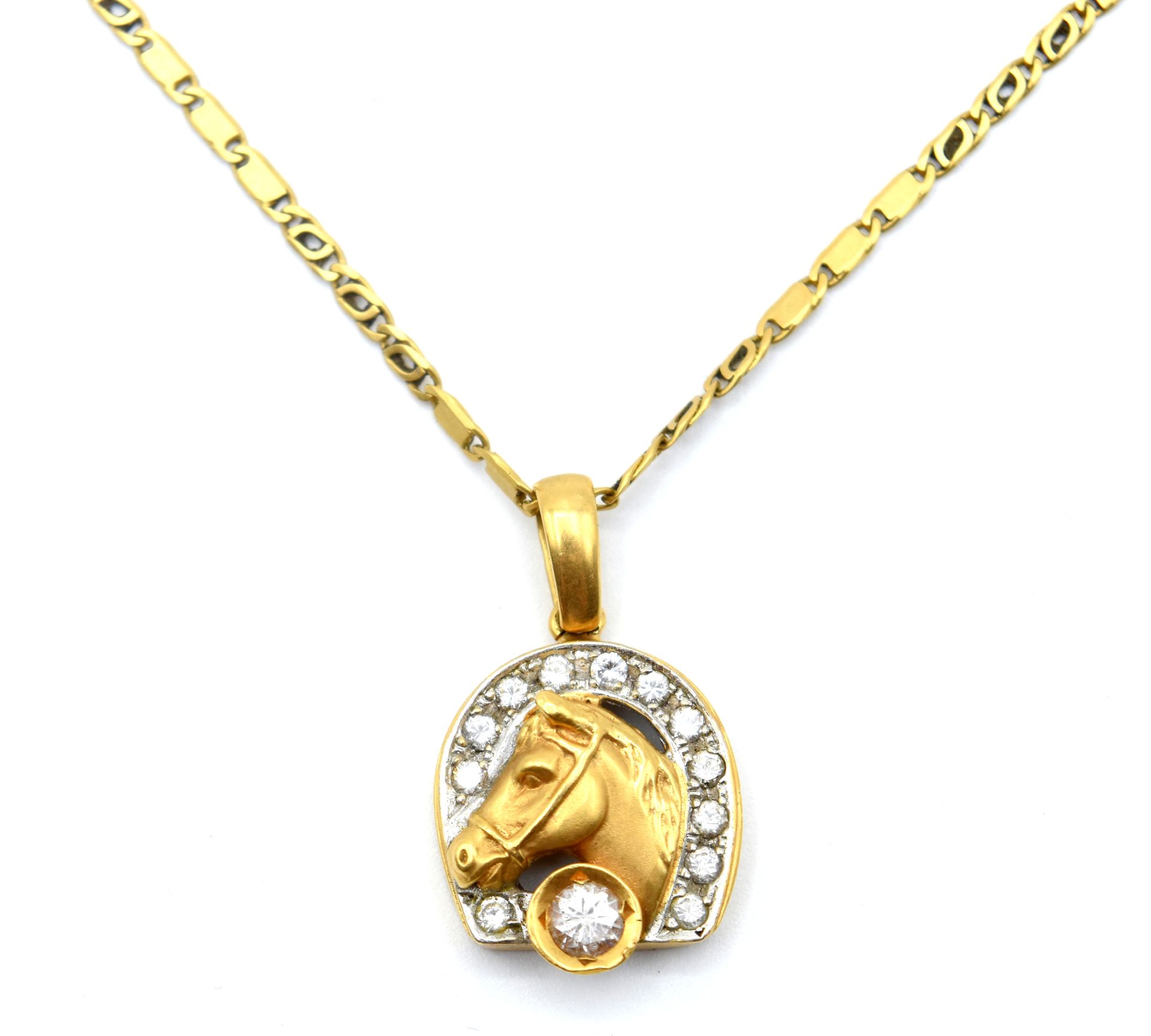 Null Necklace and pendant in 18 ct yellow and white gold (fake stones, broken cl&hellip;
