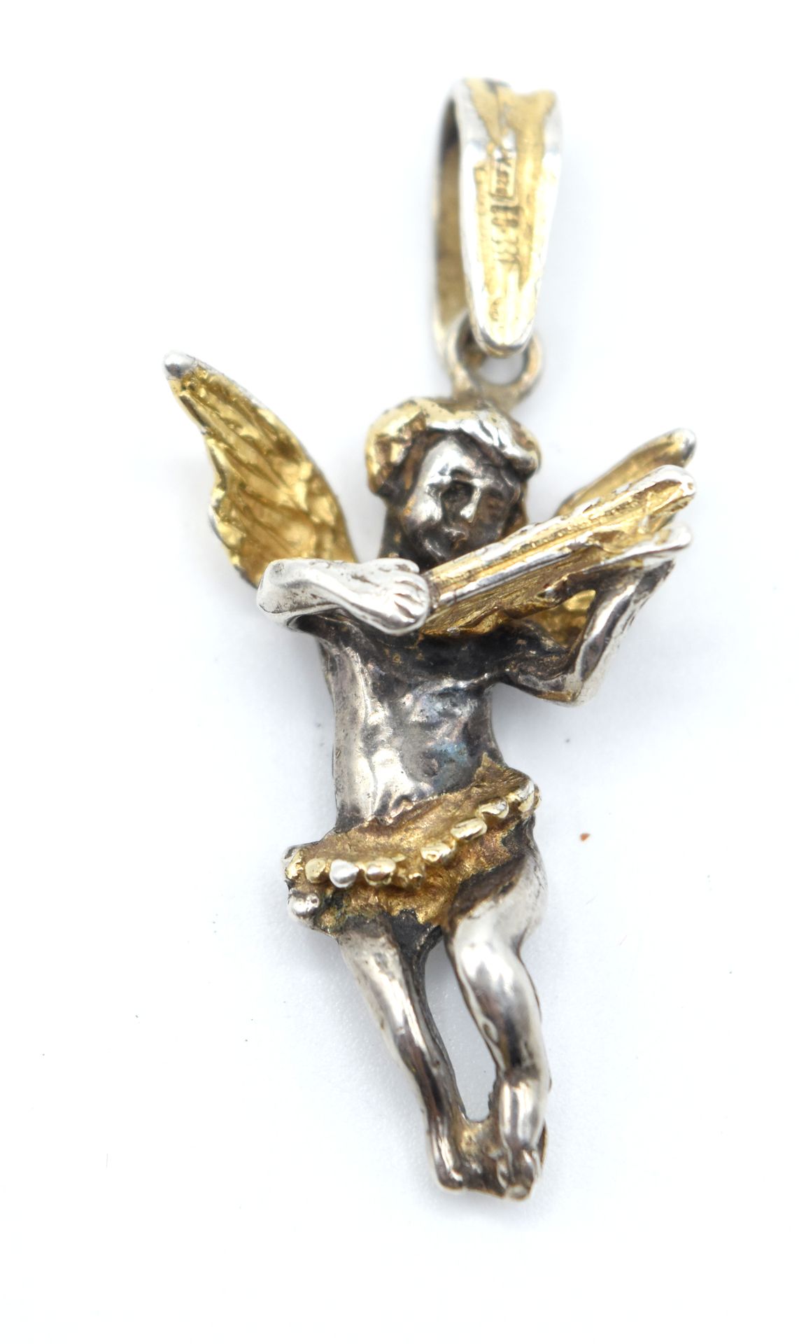 Null 925/1000银和镀金吊坠（天使）（已佩戴） - 5.1克

NL :

 925/1000银和镀银衣架(engel) - 5.1g