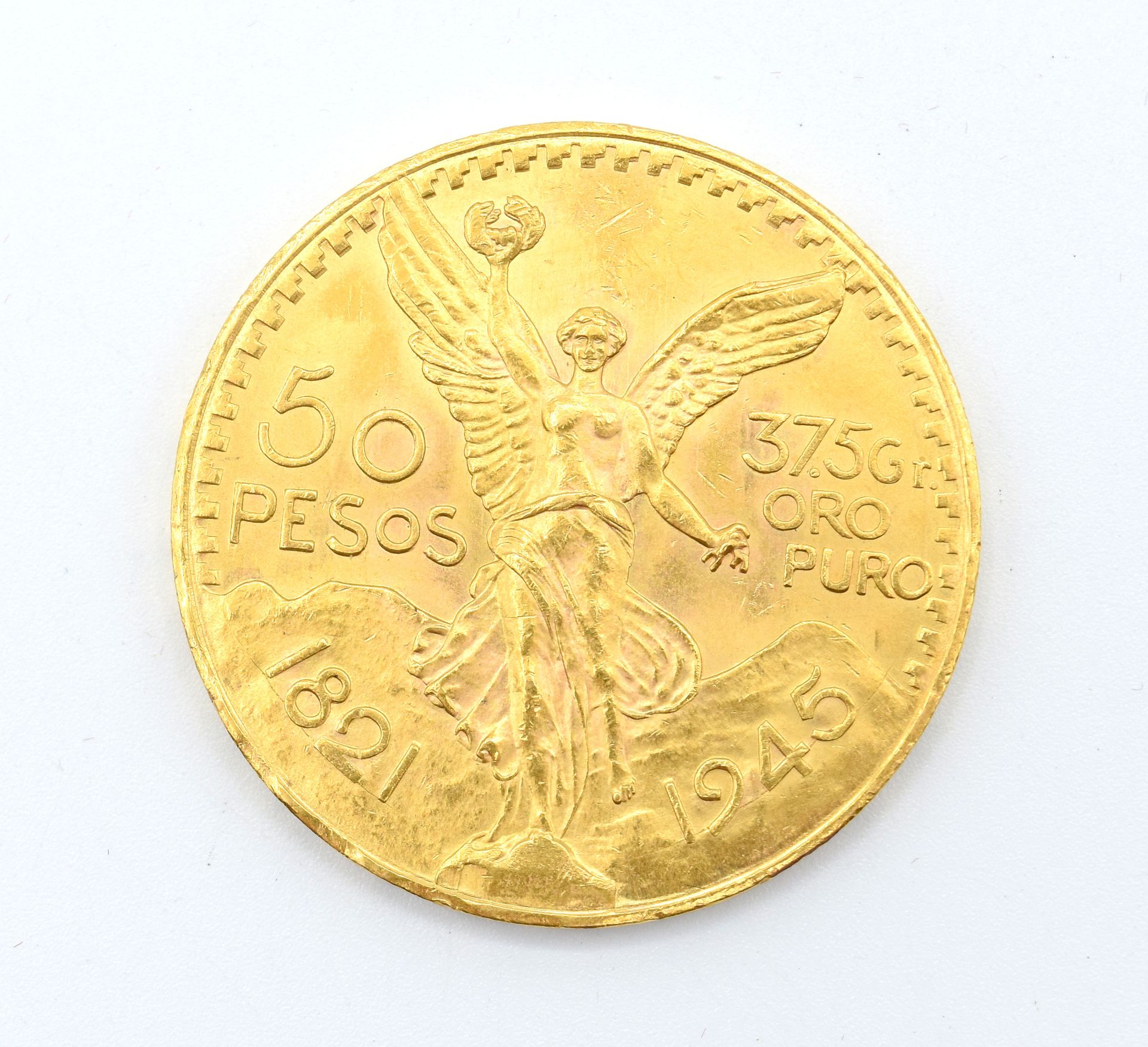 Null Yellow gold coin 900/1000 (Mexican-50 pesos- 1821-1945) (damaged) - 41.6 g &hellip;