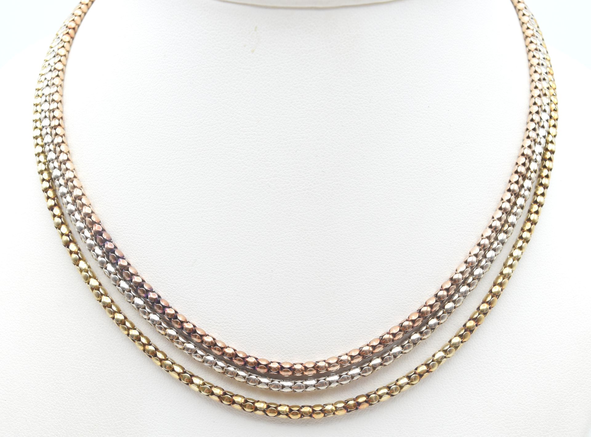 Null Necklace with 3 rows in vermeil 3 colors 925/1000 - 27 g (42 cm) 

NL :

 H&hellip;