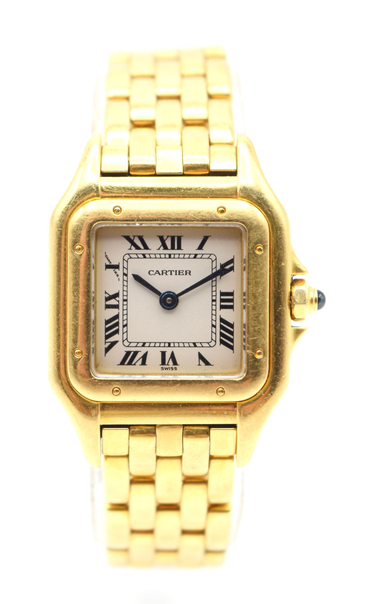 Null Bracelet-montre dame en or jaune 18 ct CARTIER Panthère quartz (pierre de c&hellip;