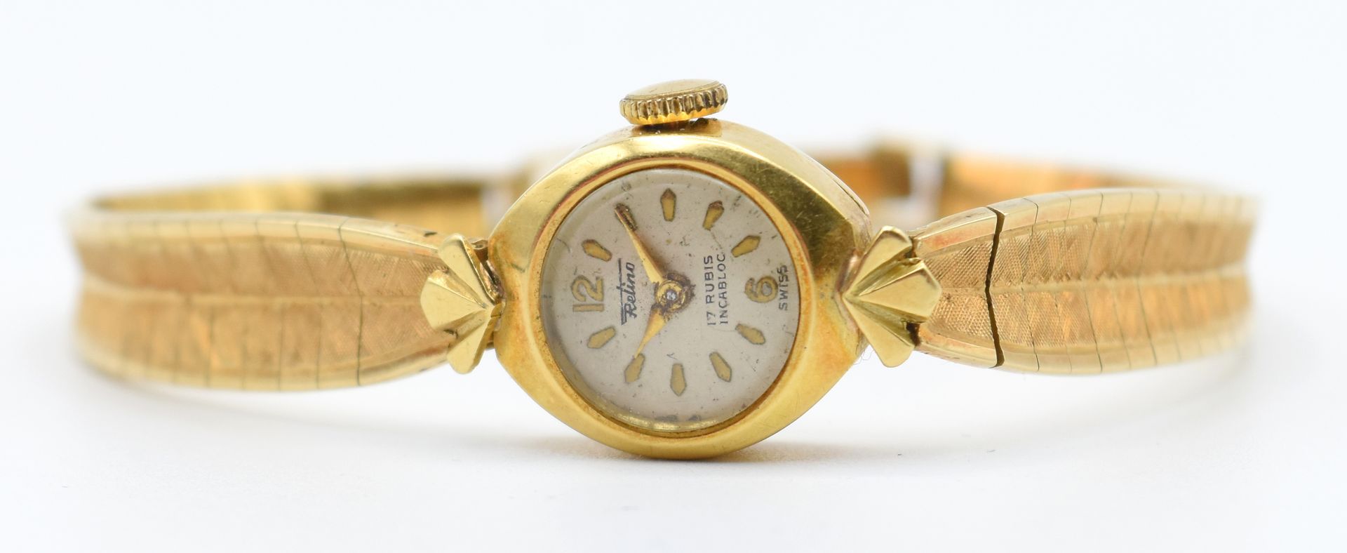 Null Bracelet-montre dame en or jaune 18 ct RETINO mécanique (bracelet abîmé) - &hellip;