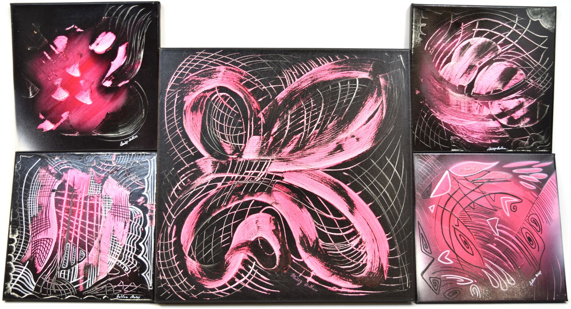 Anthéa MISSY Ensemble de 5 acryliques sur toile signées Anthéa MISSY: Compositio&hellip;