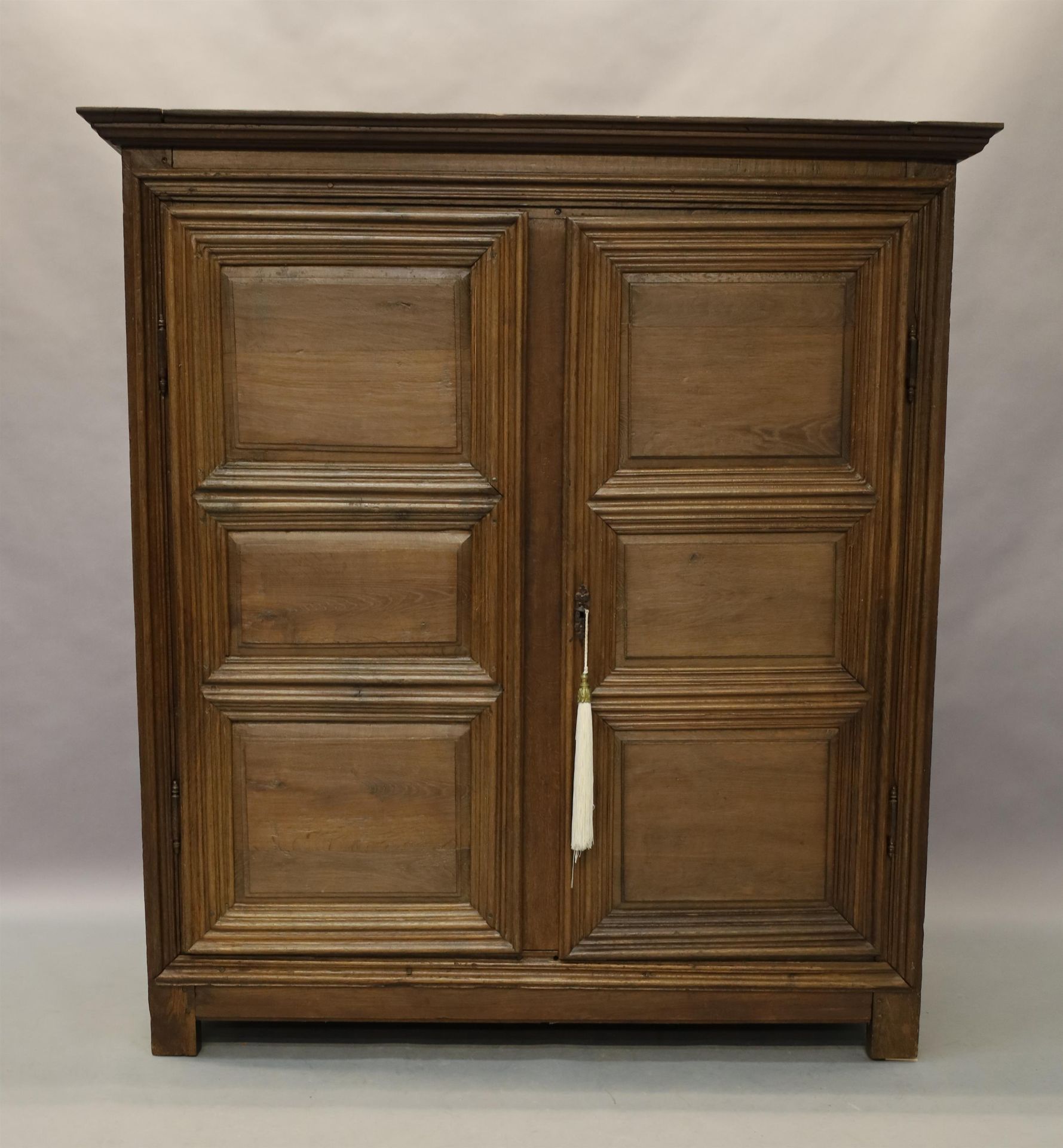 Null Solid oak French rural paneled second door cabinet, 18th