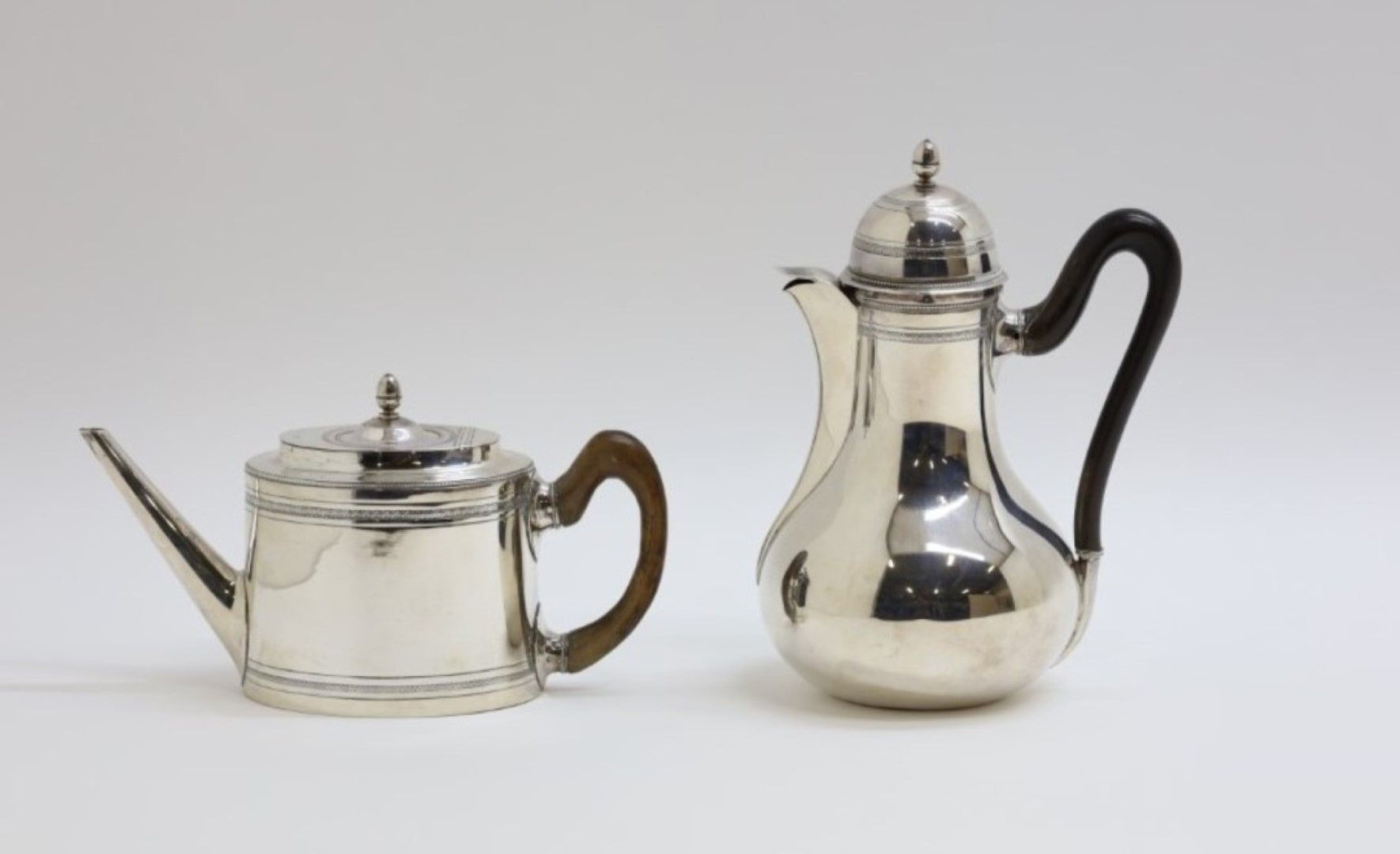 Null Solid silver Empire chocolate jug and teapot (Ghent 1814-1831)