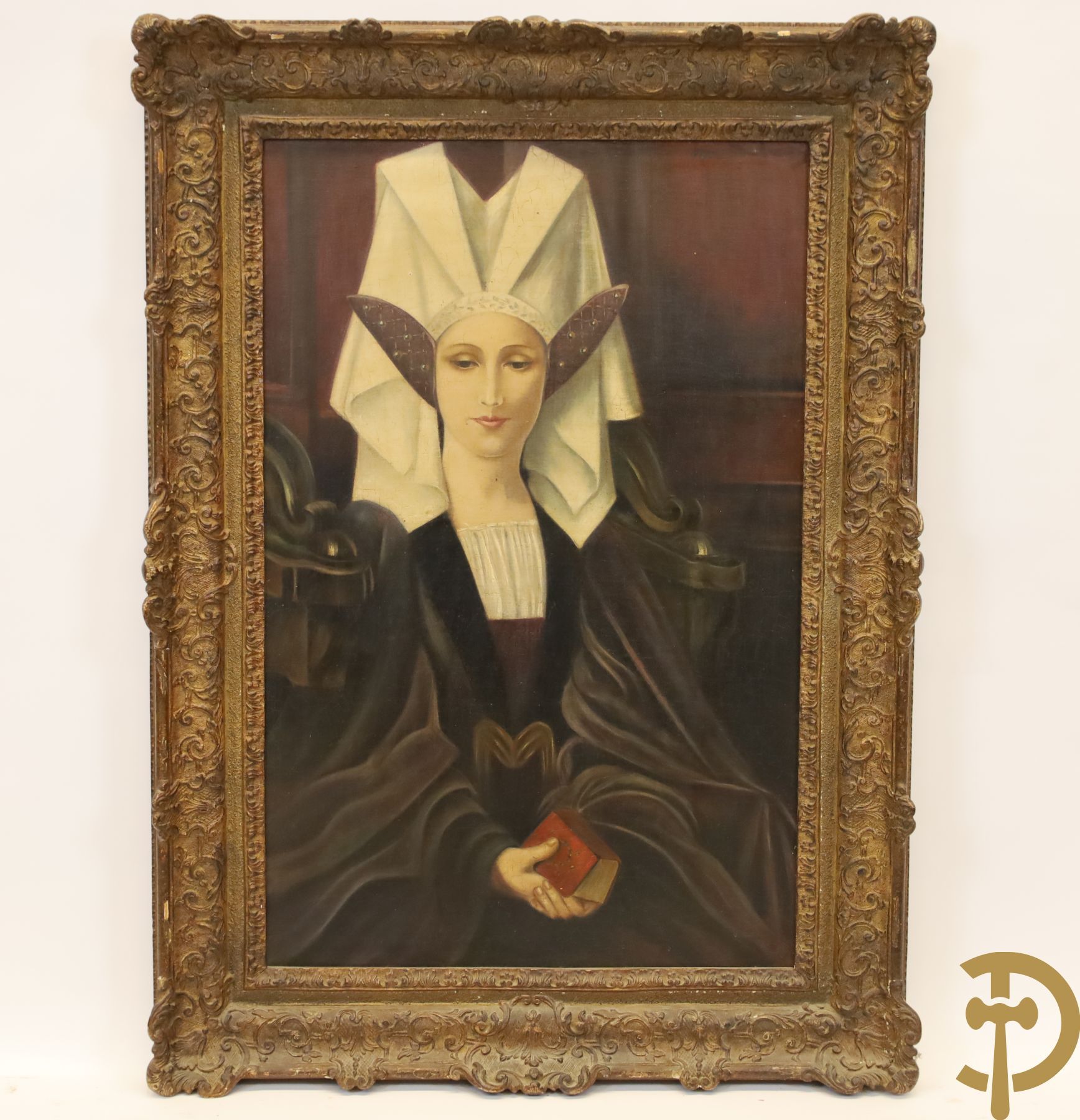 Null DUBOIS M. (?) 'Medieval lady' oil on canvas | 90 x 60 - Dimensions with fra&hellip;