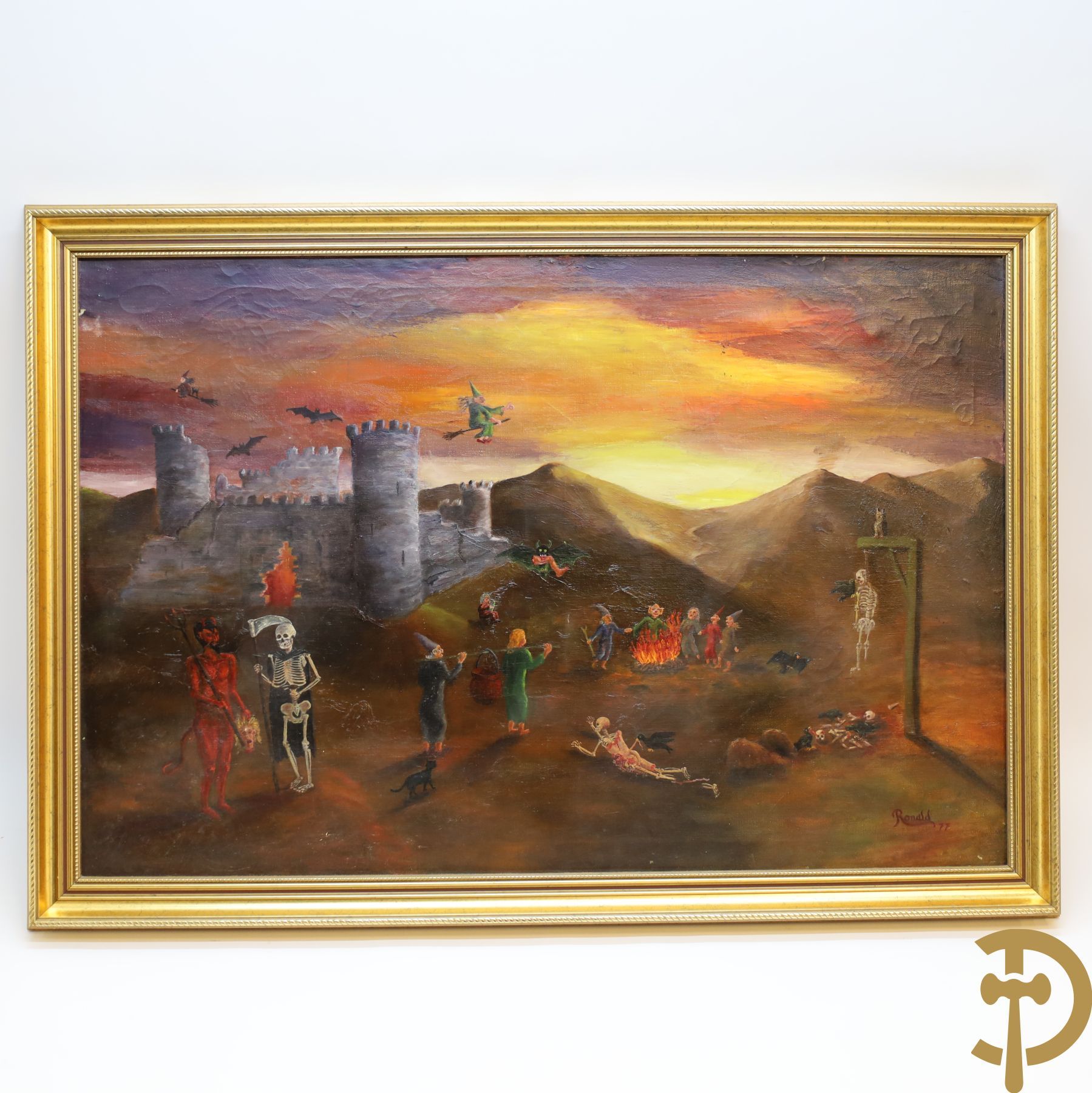 Null RONALD '77 get. 'Improvised landscape with castle, skeletons, devil and wit&hellip;