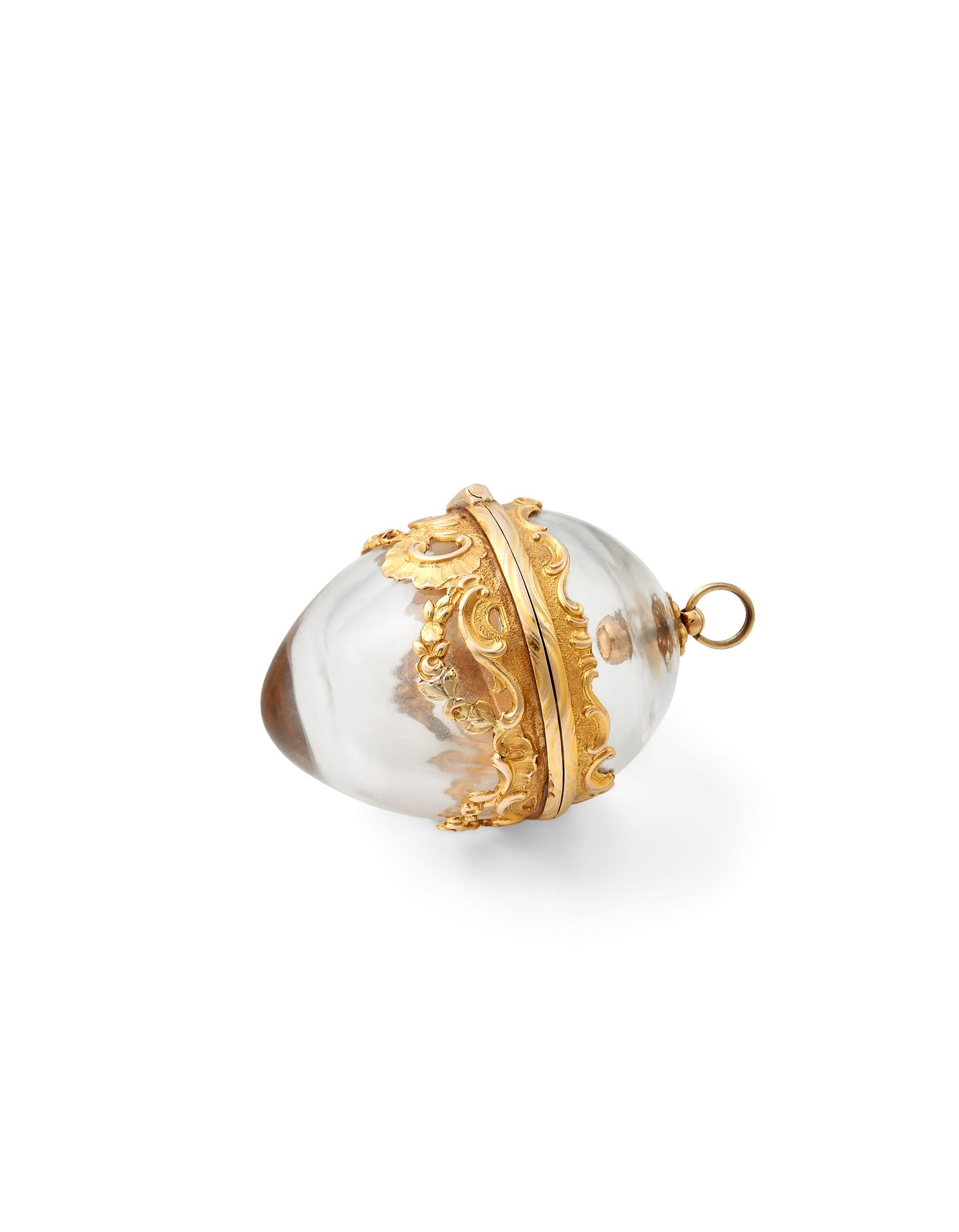 Null Ciondolo a forma di uovo in cristallo di rocca con montature in oro giallo &hellip;