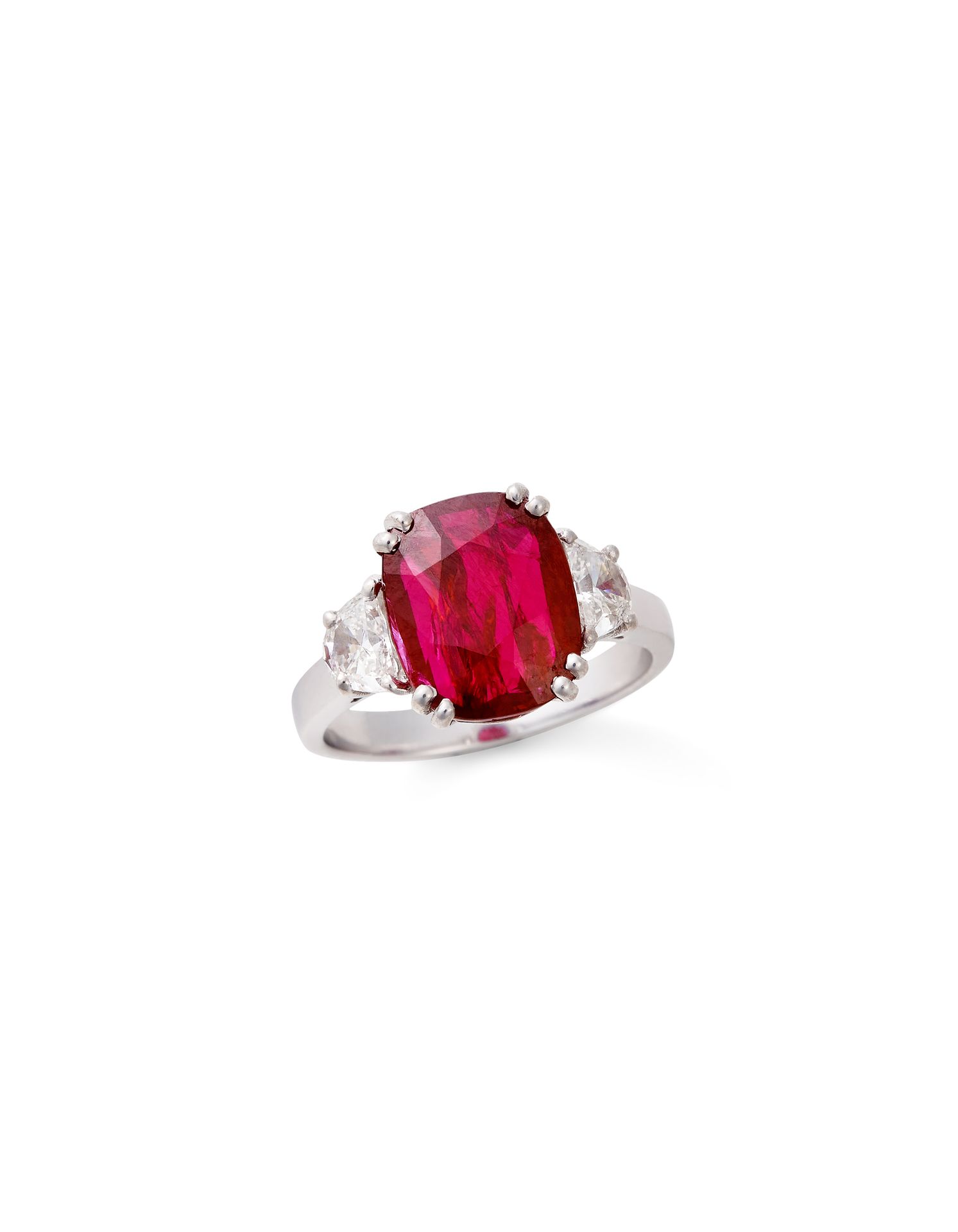 Null RUBY RING In 18K white gold, set with a natural Mozambique intense red ruby&hellip;