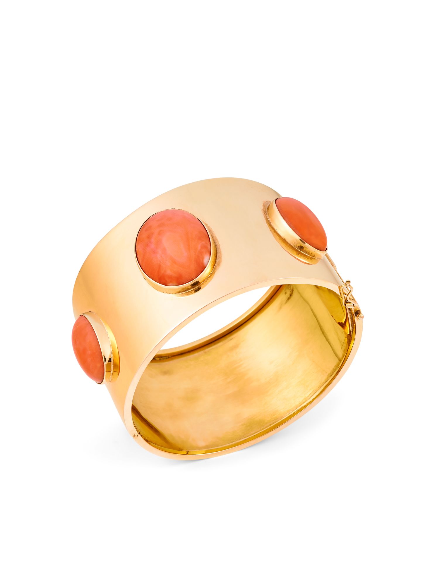 Null *PULSERA DE CORAL ROJO En oro amarillo de 18 quilates, engastada con 6 cabu&hellip;