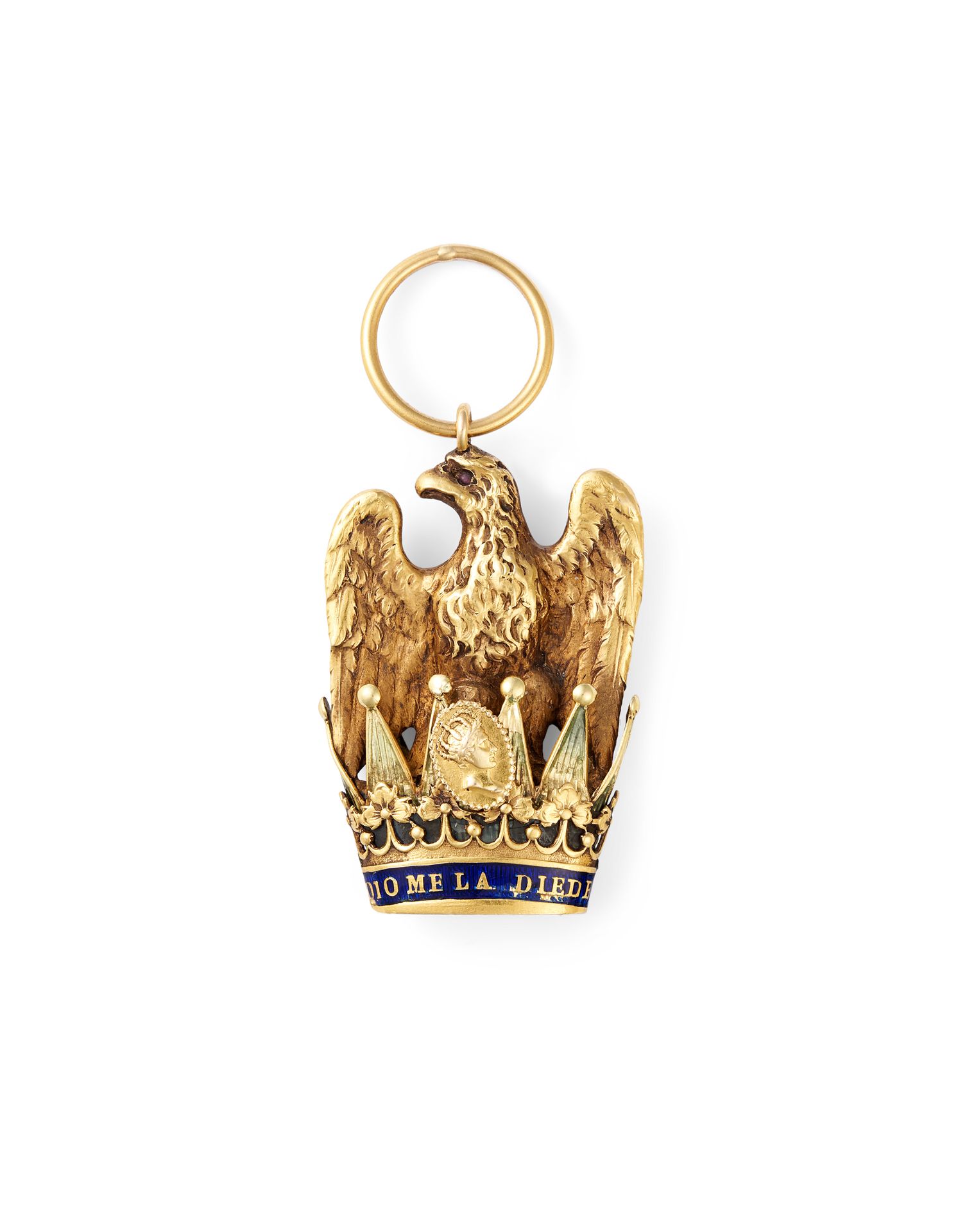 Null ORDER OF THE IRON CROSS INSIGNIA 18K黄金，描绘了一个戴着伦巴第王冠的鹰头，上面刻有 "DIO ME LA DIED&hellip;