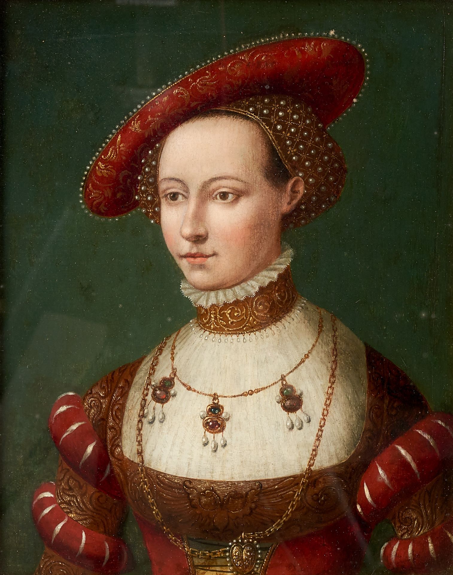 Null 
卢卡斯-克拉纳赫（1515-1586）的风格



"一位女士的肖像》，可能是艾格尼丝-冯-海恩的肖像


板上油画 


高：31 x 宽：25厘&hellip;