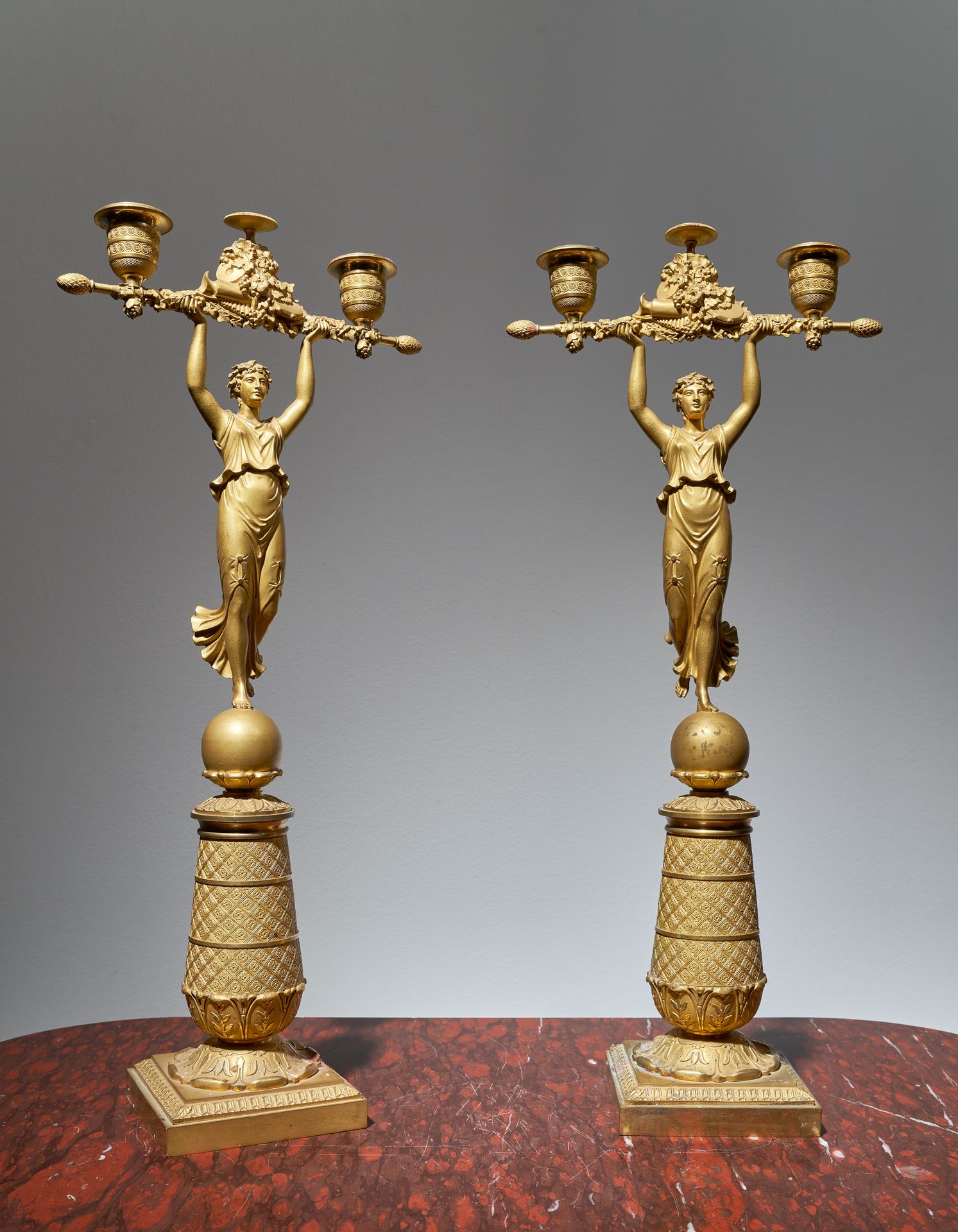 Null PAIR OF GILT-BRONZE CANDELABRAS

Restauration period

Each with a bacchante&hellip;